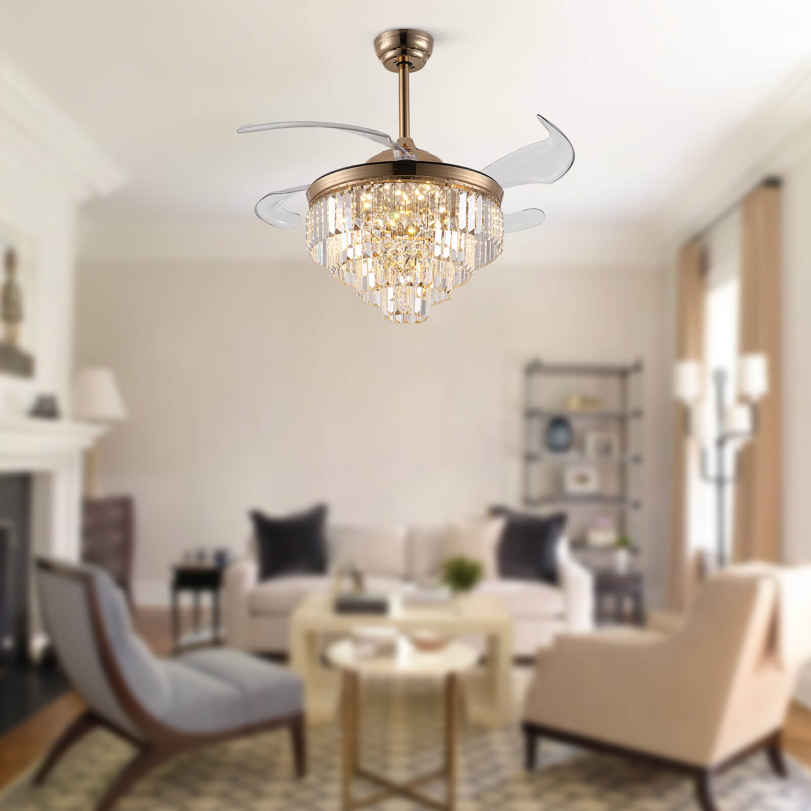 Top-Rated Crystal Gold Retractable l Fandelier