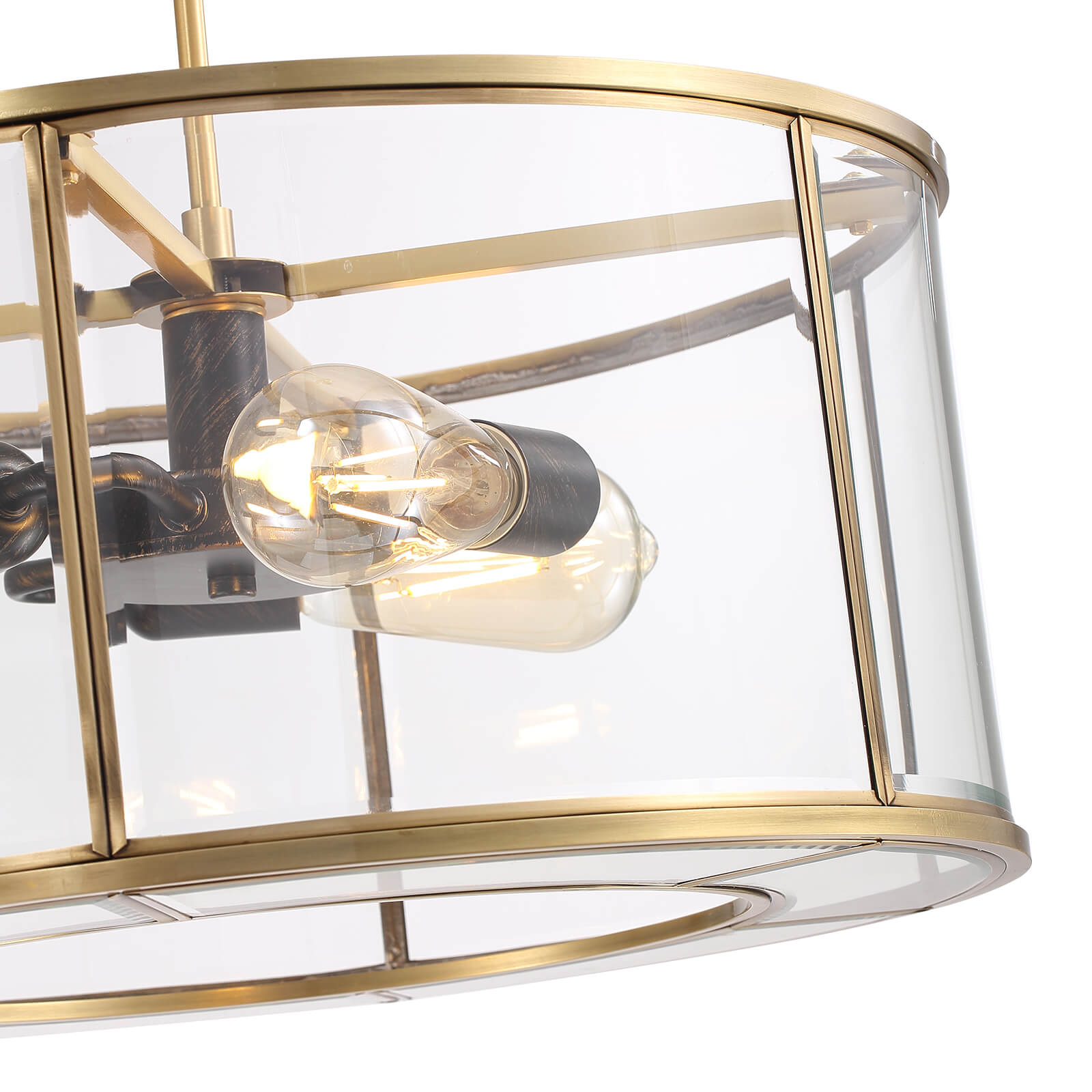 Round Glass Transparent Gold Frame Chandelier
