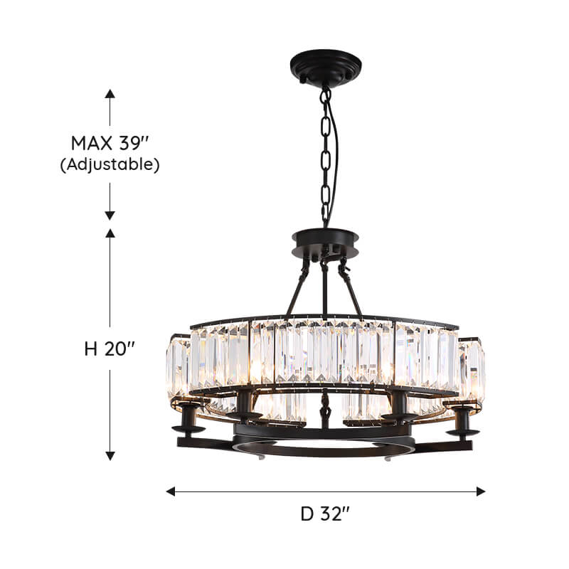 Industrial-Farmhouse-Black-Round-Crystal-Chandelier-Size-D32"