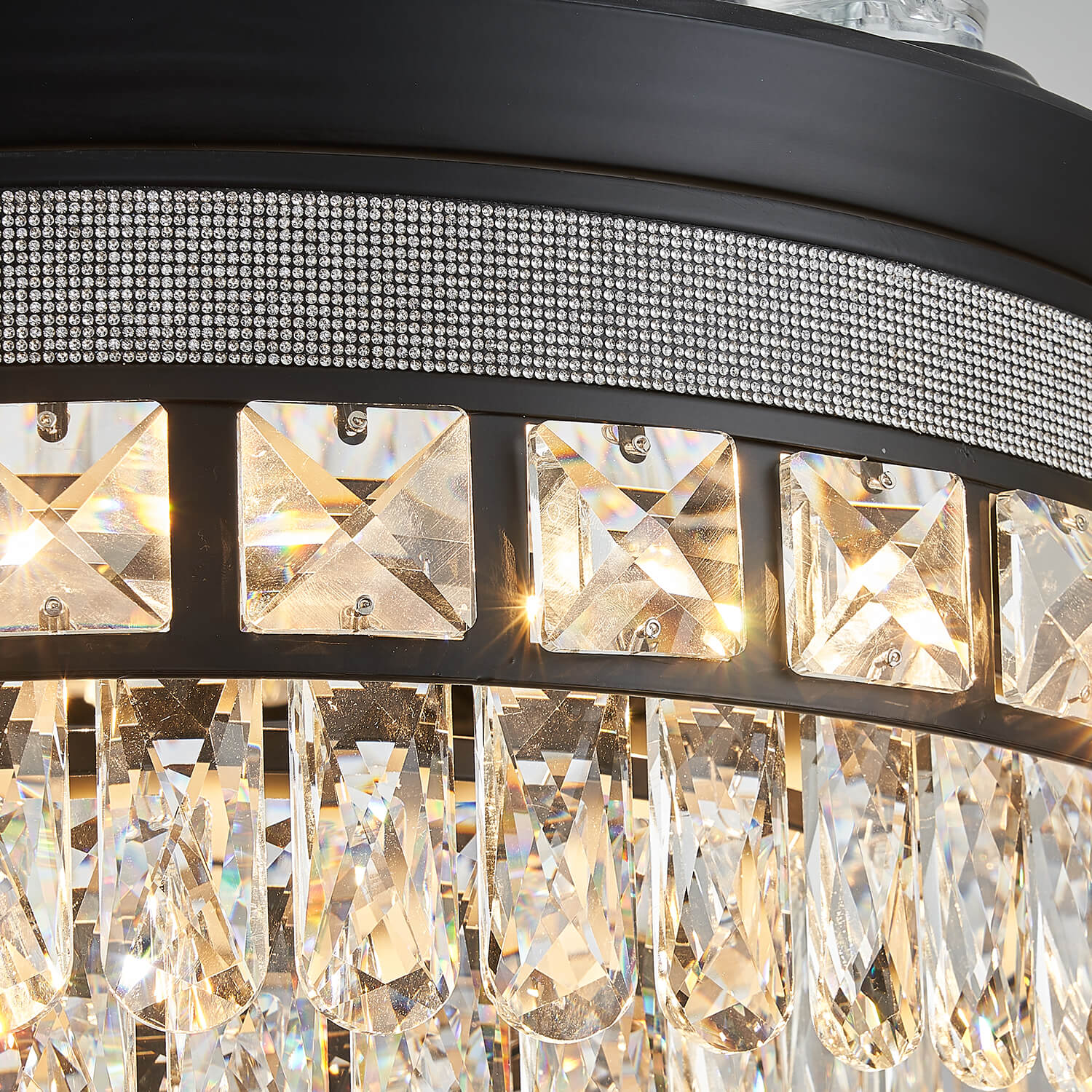 Top Rated Black Retractable Crystal Ceiling Fan Chandelier
