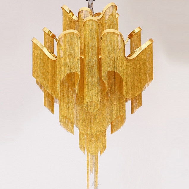 Vintage-Gold-Metal-Frame-Tassel-Chandelier