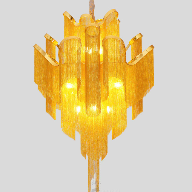 Vintage-Gold-Metal-Frame-Tassel-Chandelier