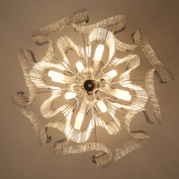 Vintage-Chrome-Metal-Frame-Tassel-Chandelier