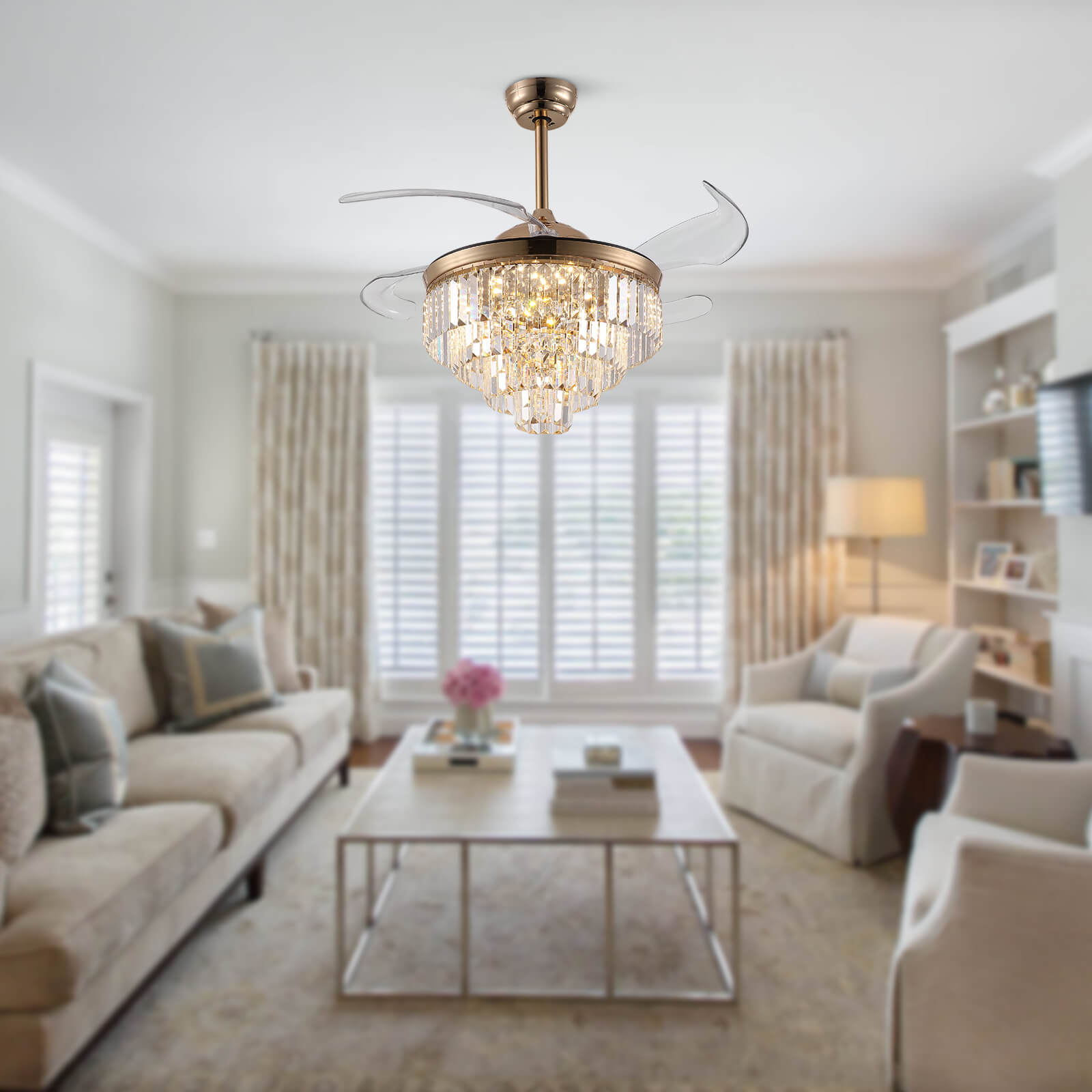 Top-Rated Crystal Gold Retractable l Fandelier