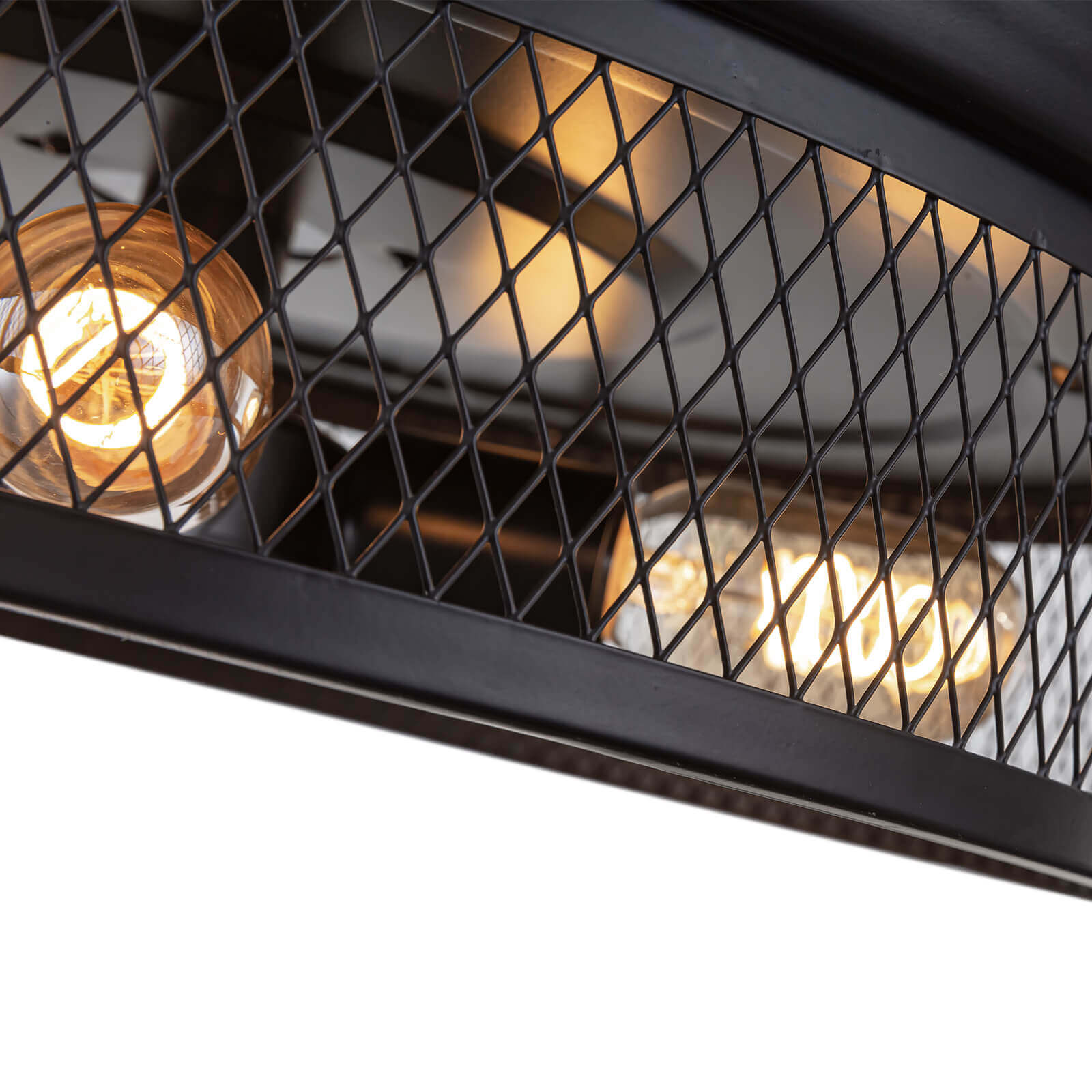 Industrial Black Caged Retractable Fandelier