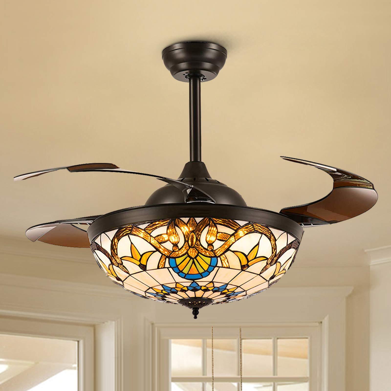 Tiffany Victorian Art Class Retractable Fandelier