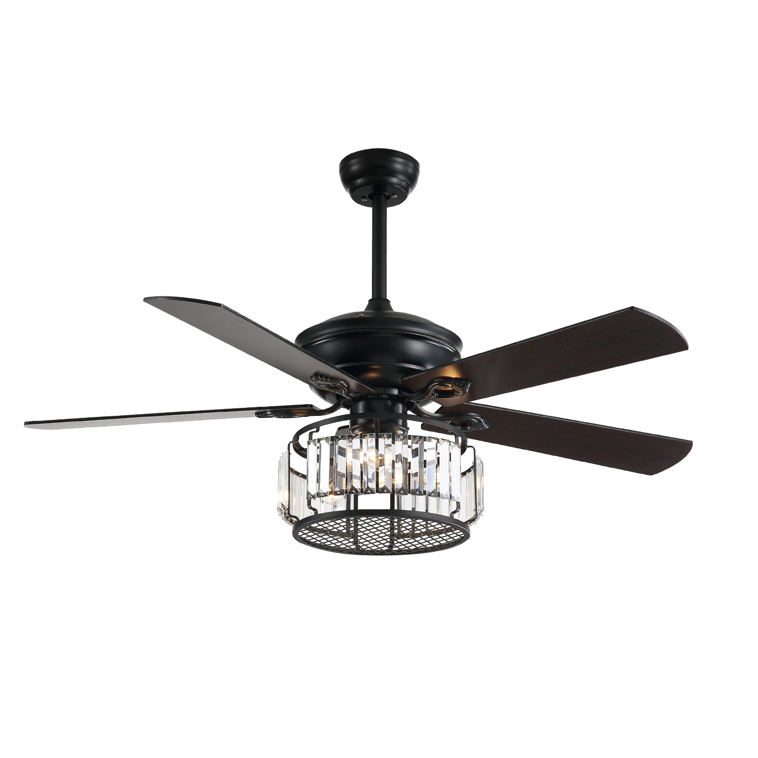 MOOONI-Ceiling-Fan-Light-Matte-Black-Industrial-Vertical-Crystal-Strips-Fandelier-50“