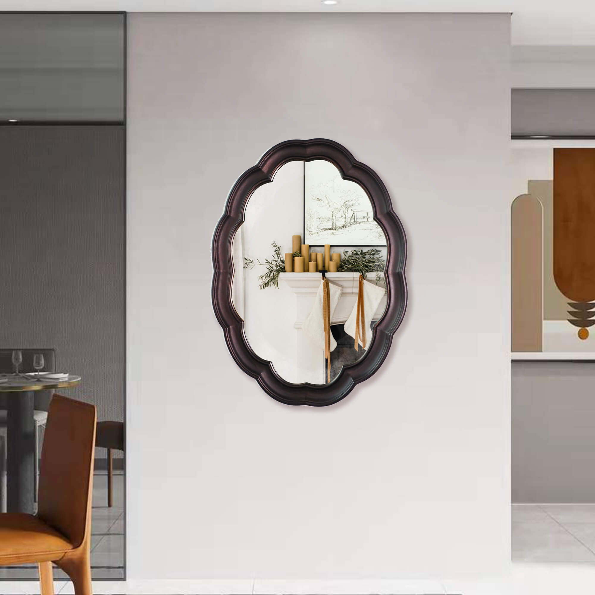 Vintage-Gold-Scalloped-Metal-Frame-Round-Wall-Mirror