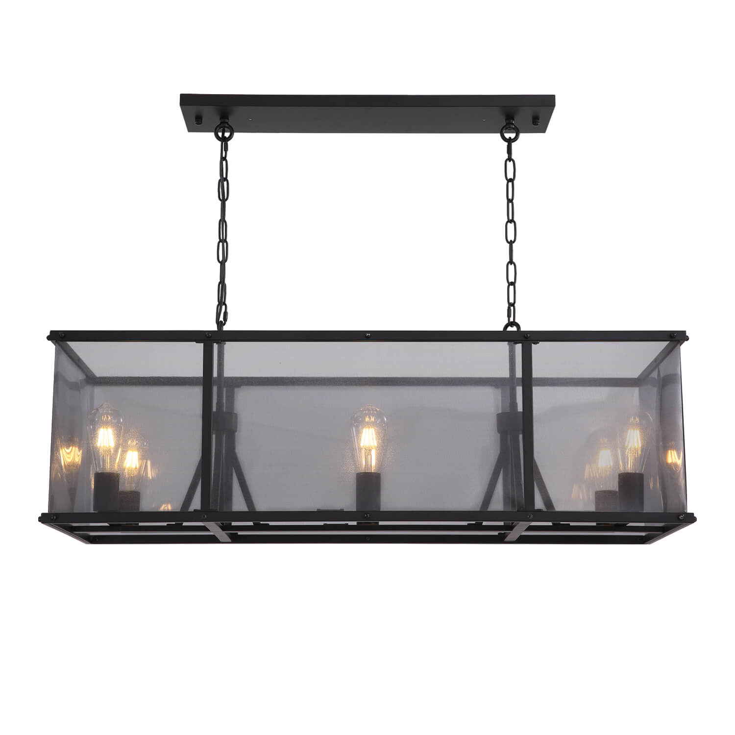 Moooni®Rustic Black Metal Rectangular Grid Square Caged Chandelier