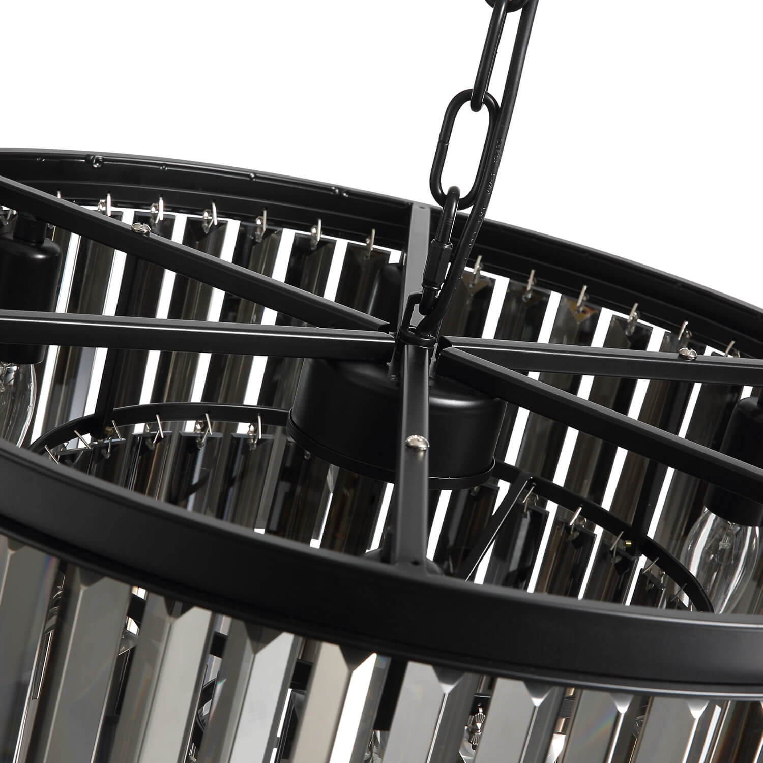 Smoke Gray Round Iron Art 3-layer Chandelier