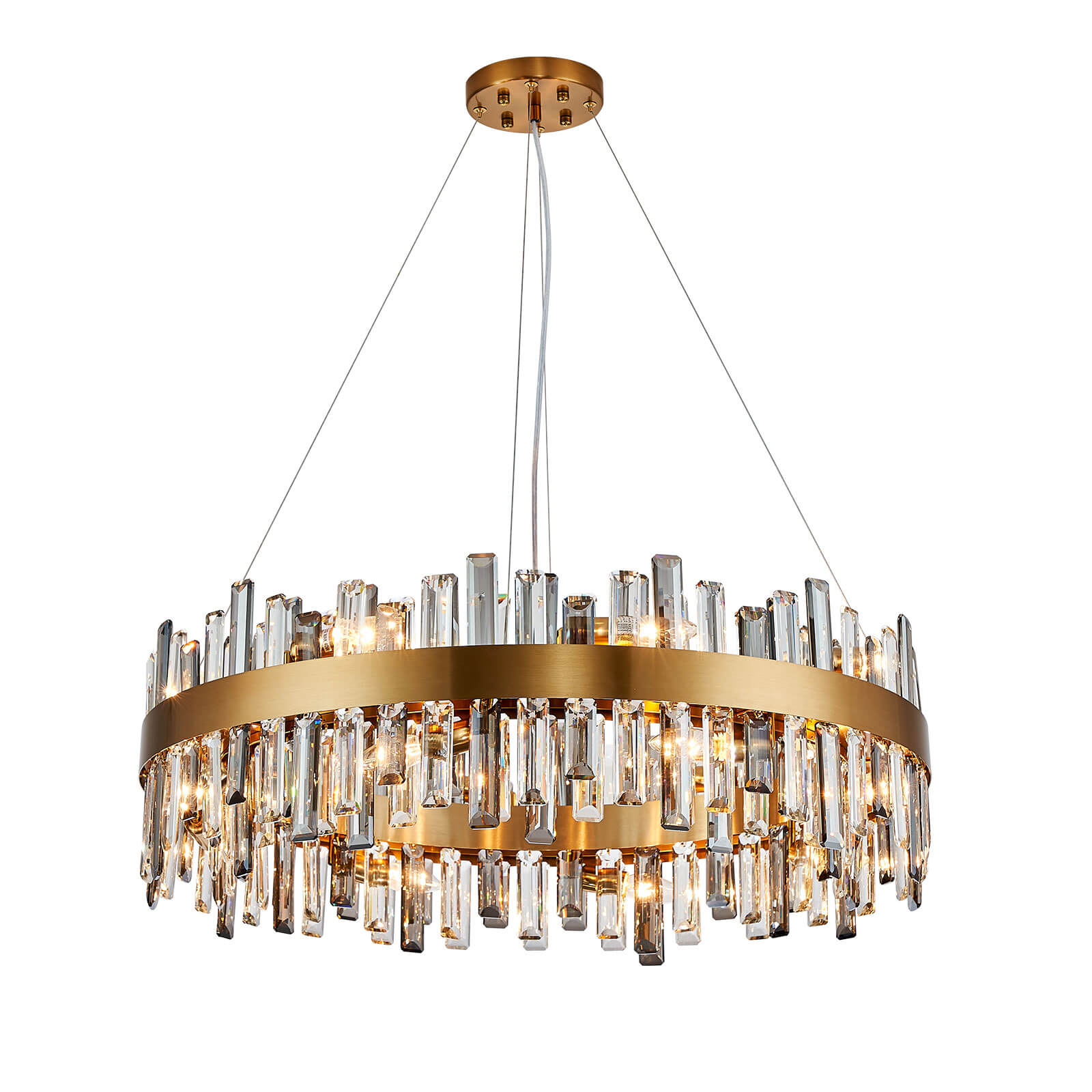 Round Gold Frame Irregular Crystal Bar Chandelier