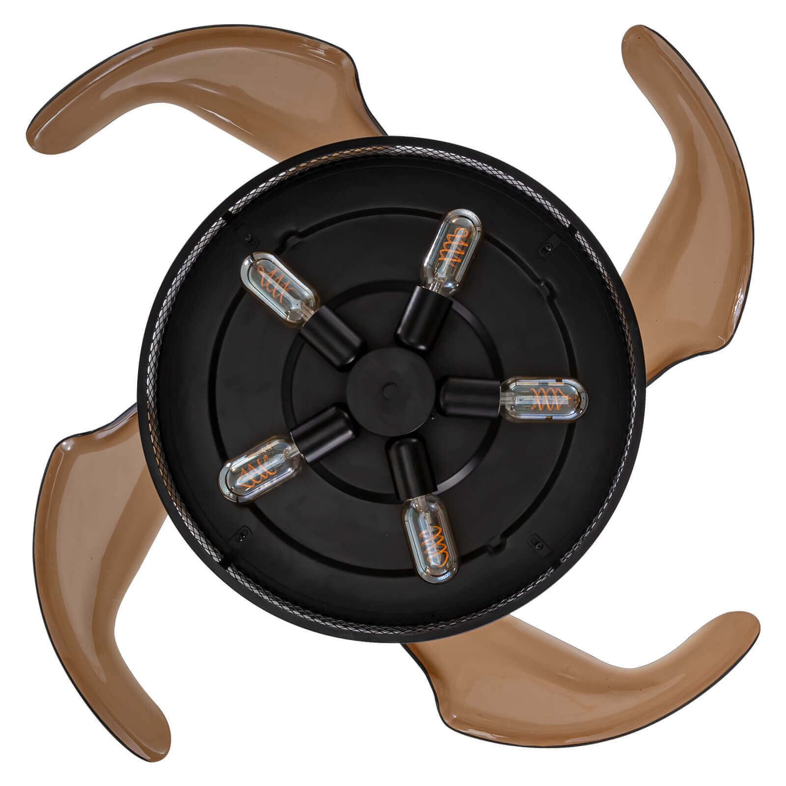 Industrial Black Caged Retractable Fandelier