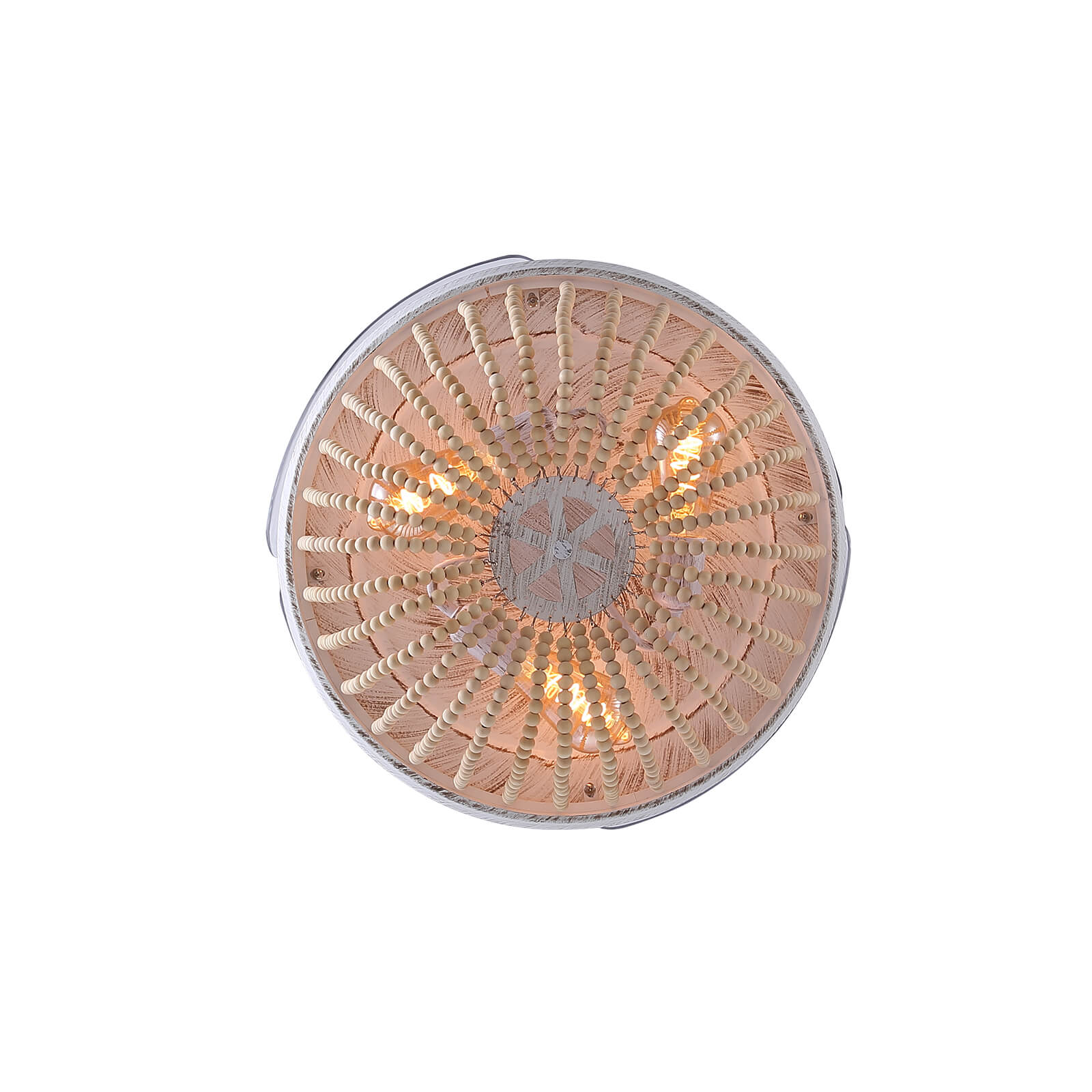 Wooden French Country Beaded Ceiling Fan Light