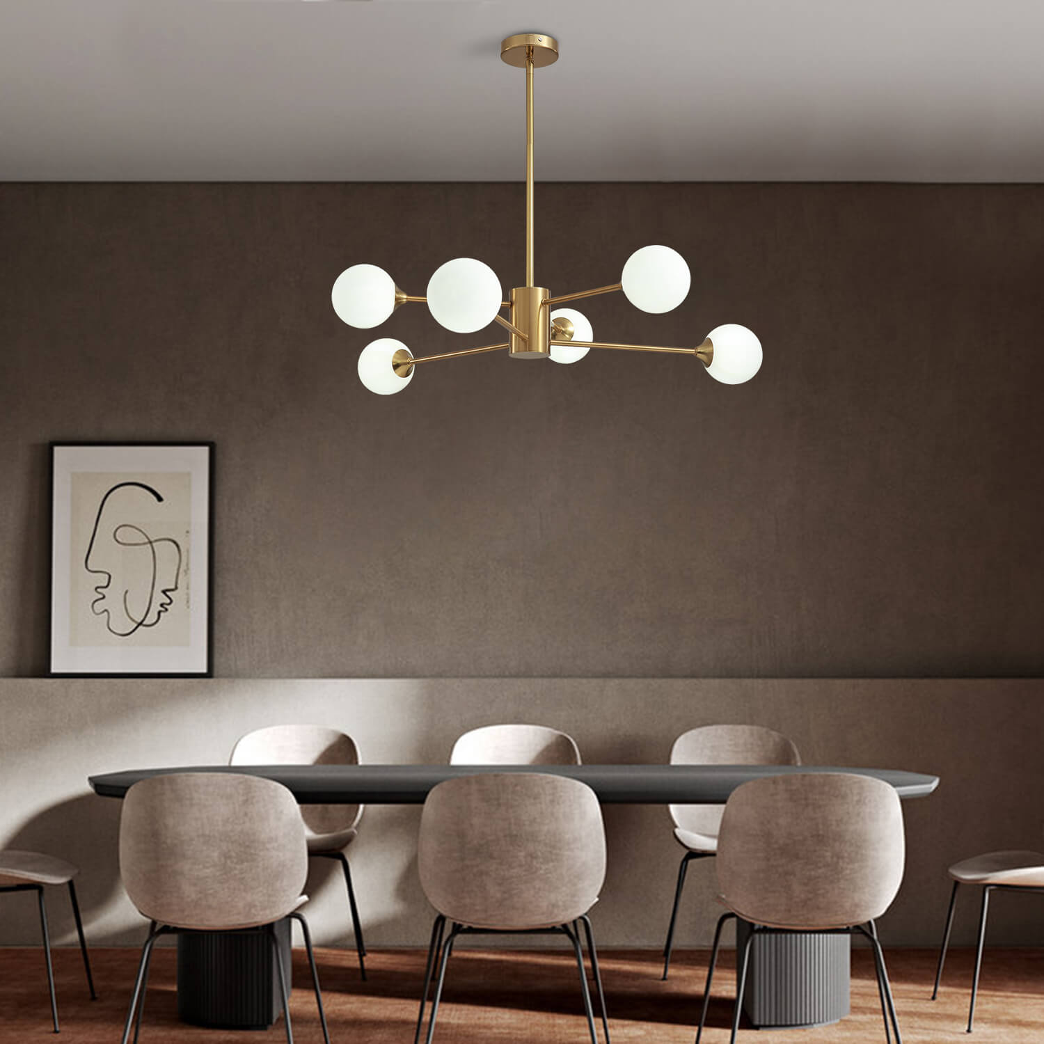 Sputnik Gold Globe 6 Lights Chandelier