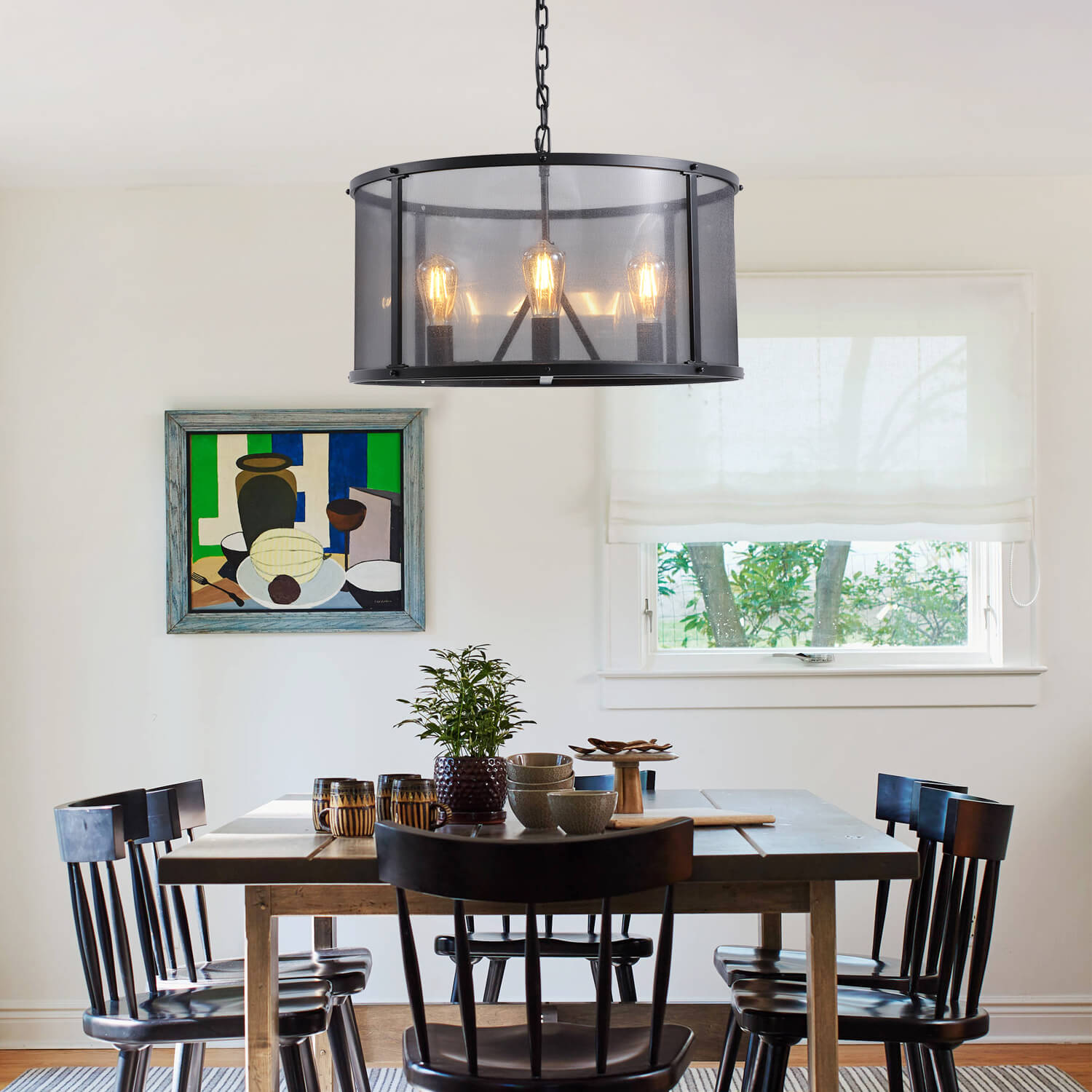 Moooni® Black Farmhouse Iron Caged Pendant Light