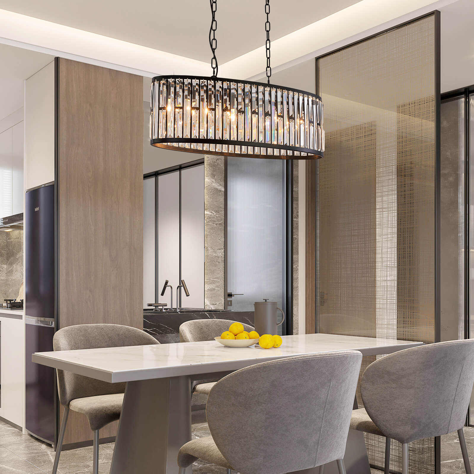 MOOONI-Vintage-Oval-Rectangular-Matte-Black-Pendant-Light