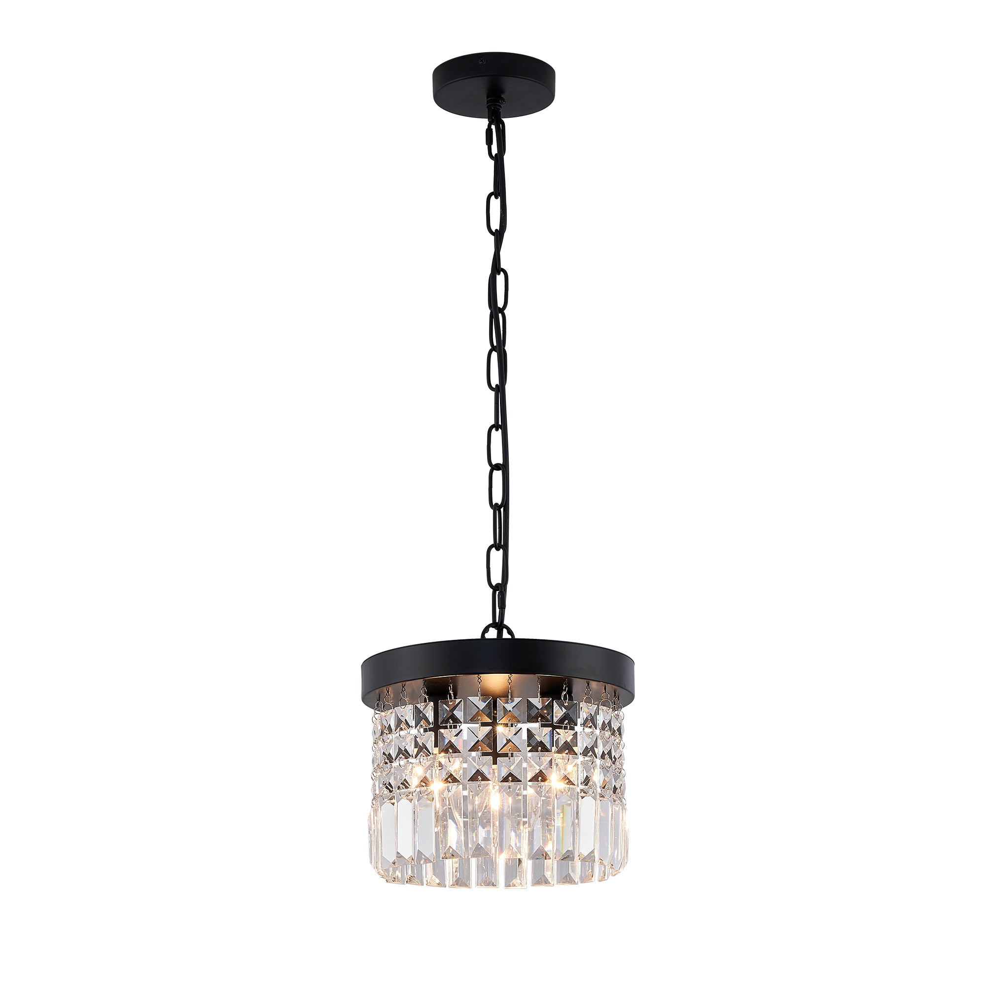 MOOONI-Matte-Black-Round-Crystal-Pendant-Light