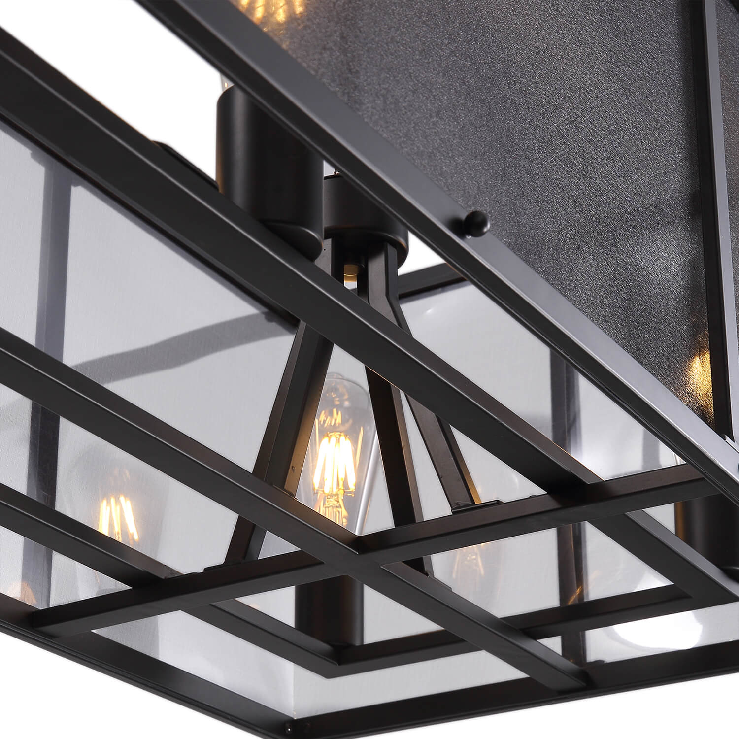 Moooni®Rustic Black Metal Rectangular Grid Square Caged Chandelier