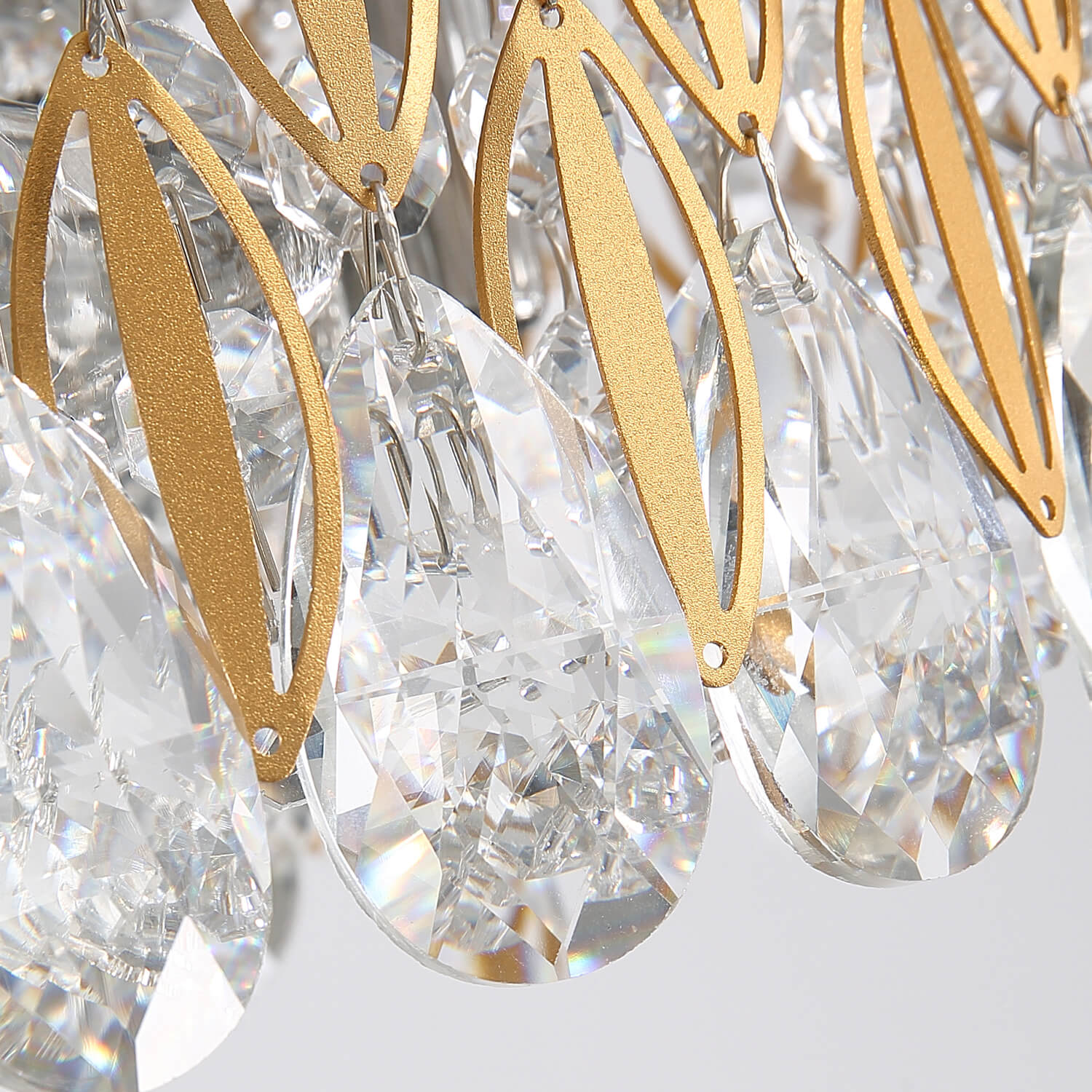 Golden Aluminum Piece Octagonal Column Frame Crystal Chandelier