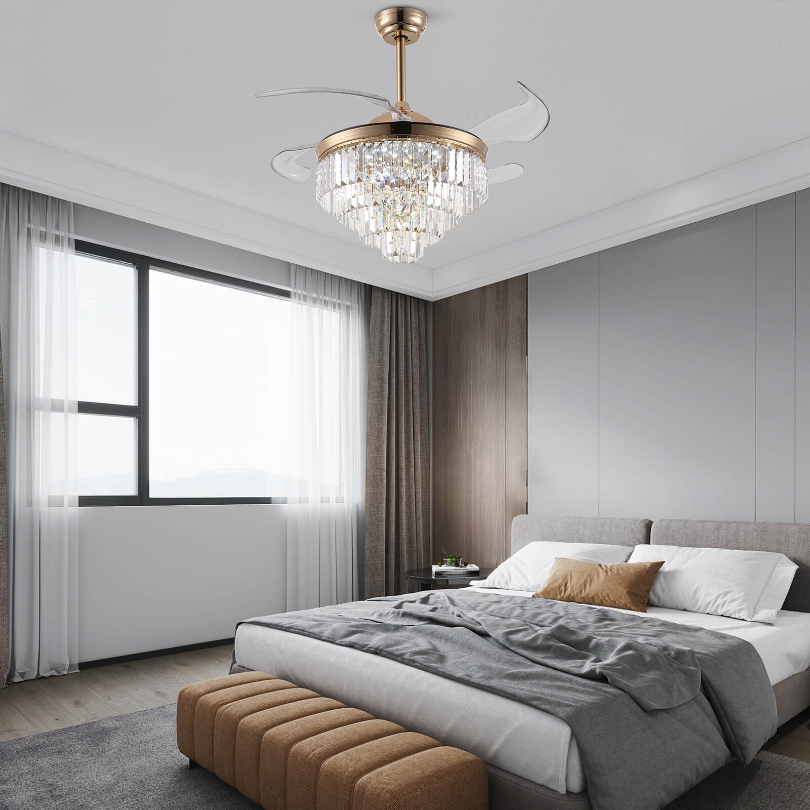 Top-Rated Crystal Gold Retractable l Fandelier