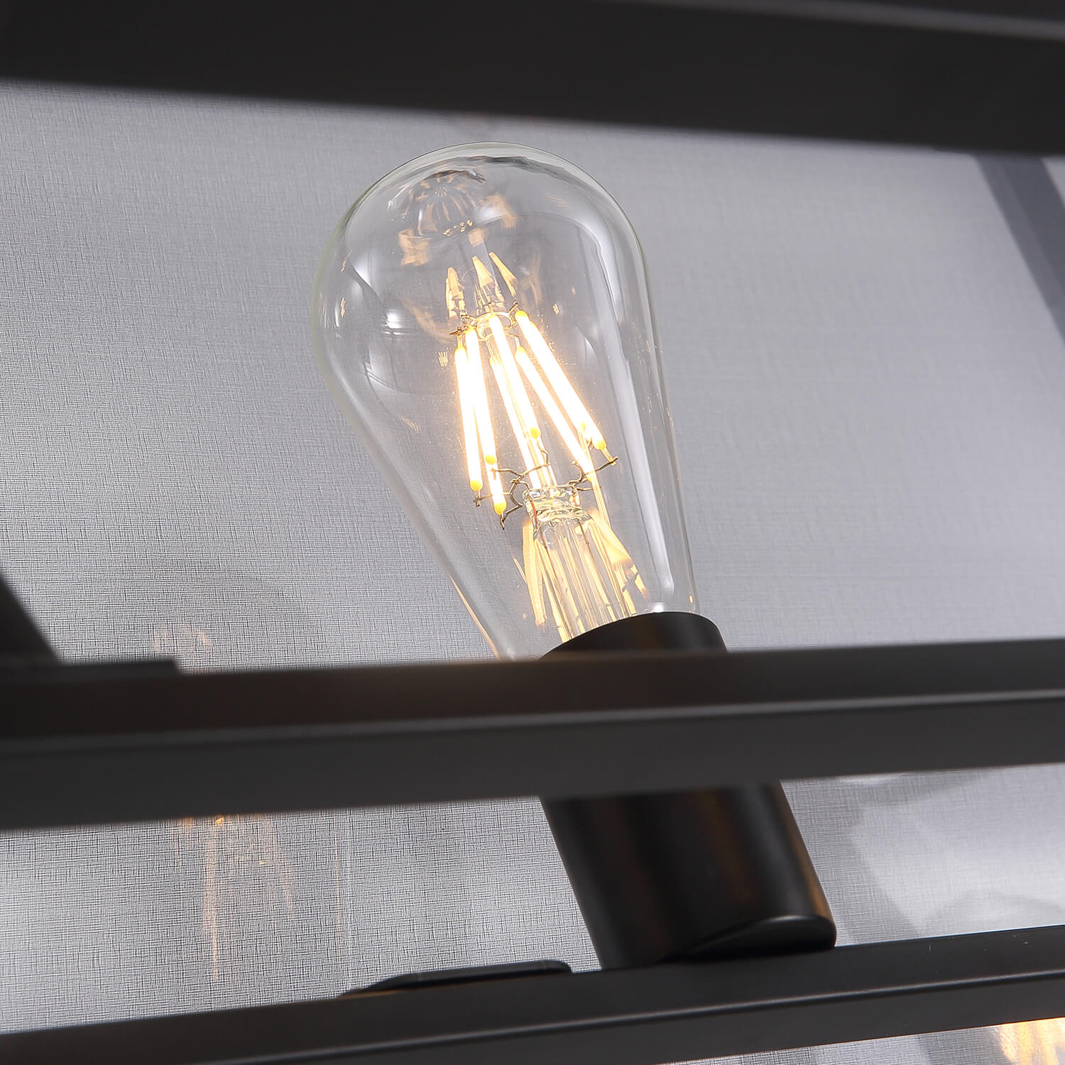 Moooni®Rustic Black Metal Rectangular Grid Square Caged Chandelier