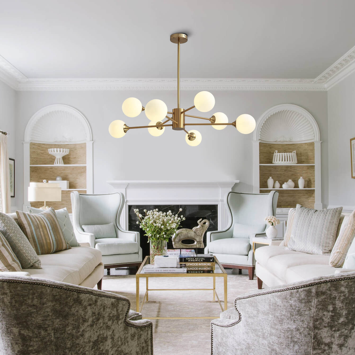 Sputnik Gold Globe 8 Lights Chandelier