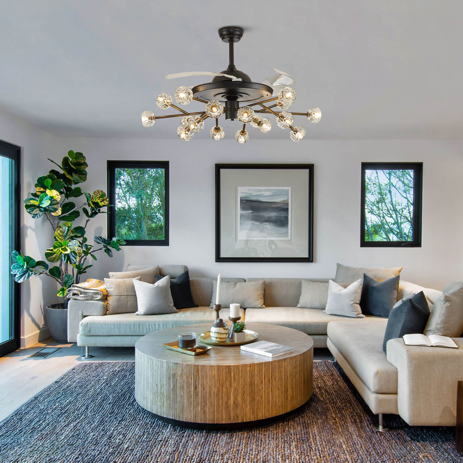 Newly-Upgraded Oil-Rubbed Bronze Vintage Crystal Fandelier