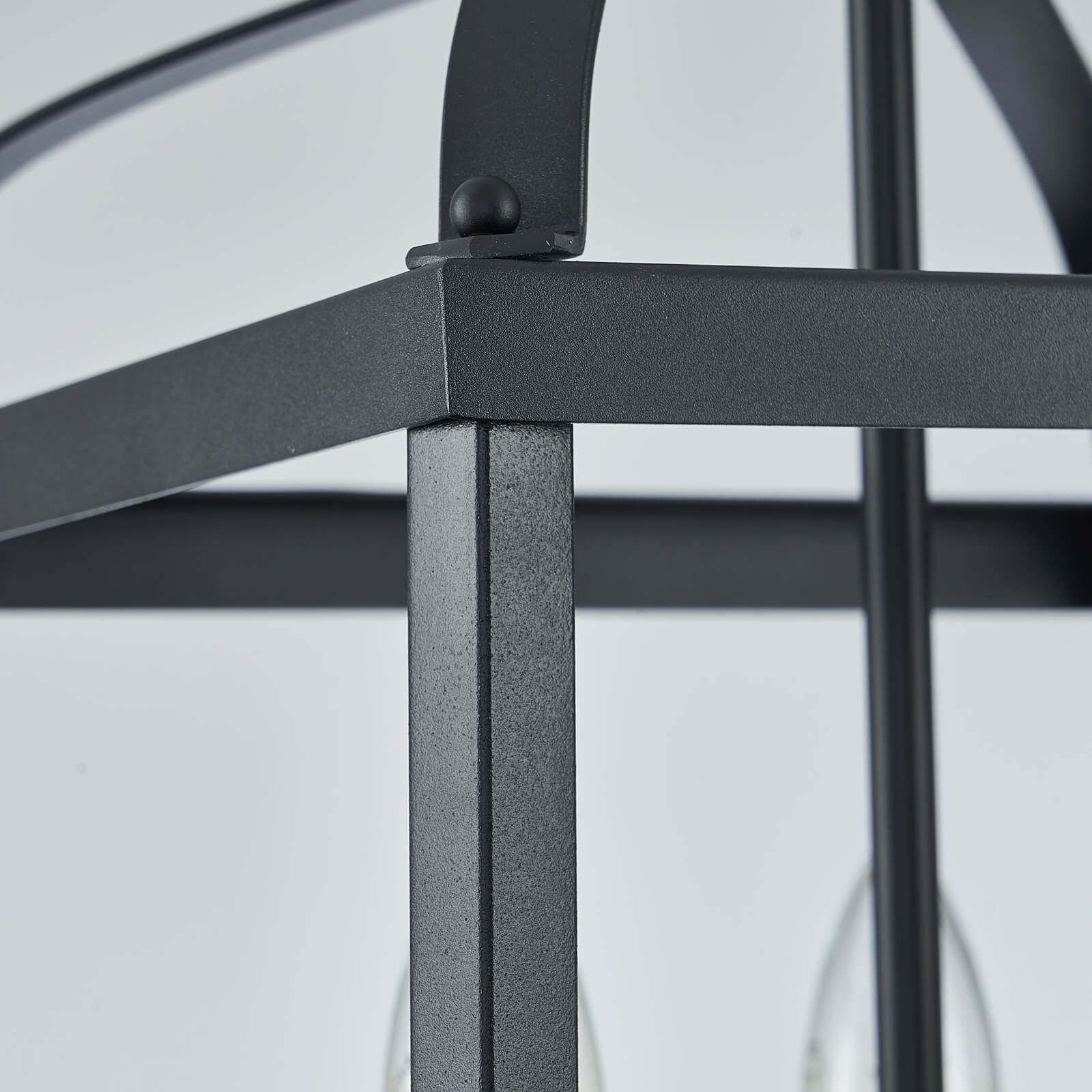 Rustic Black Iron Caged Pendant Light
