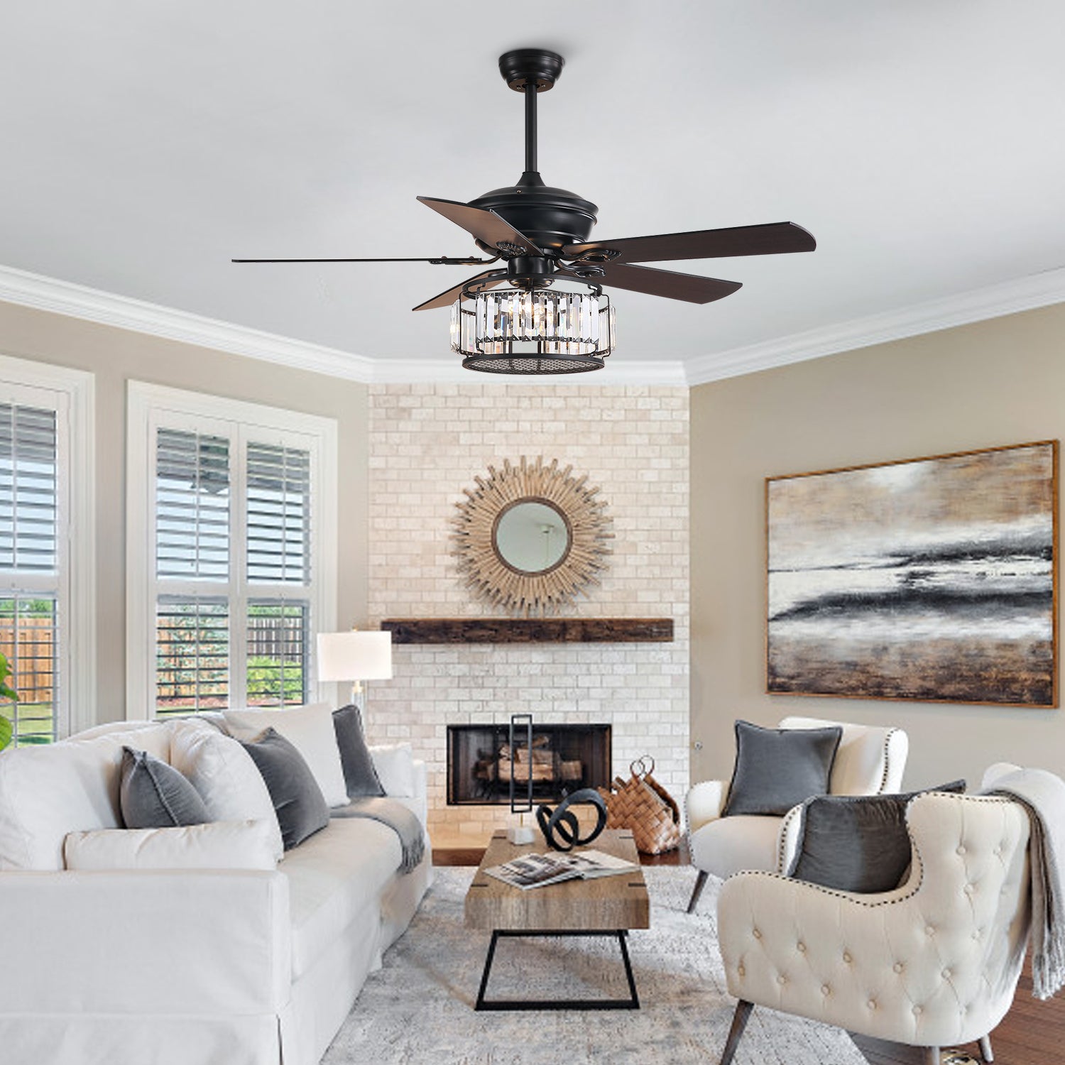MOOONI-Ceiling-Fan-Light-Matte-Black-Industrial-Vertical-Crystal-Strips-Fandelier-50“-Living-Room