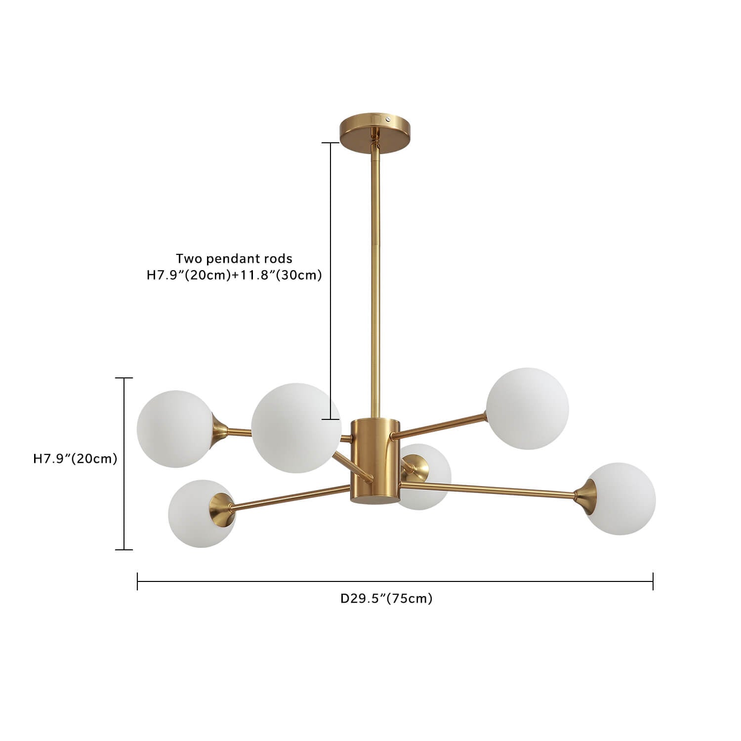 Sputnik Gold Globe 6 Lights Chandelier