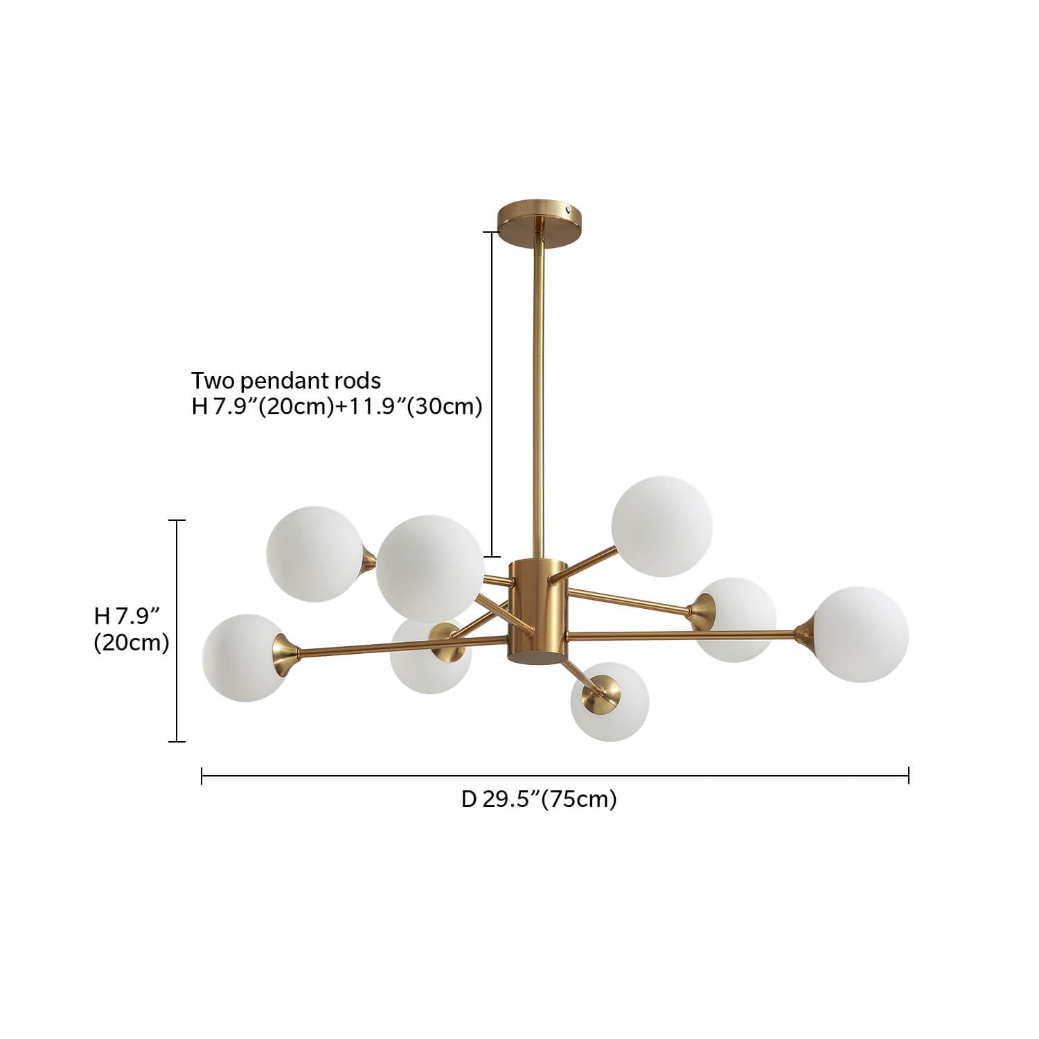 Sputnik Gold Globe 8 Lights Chandelier