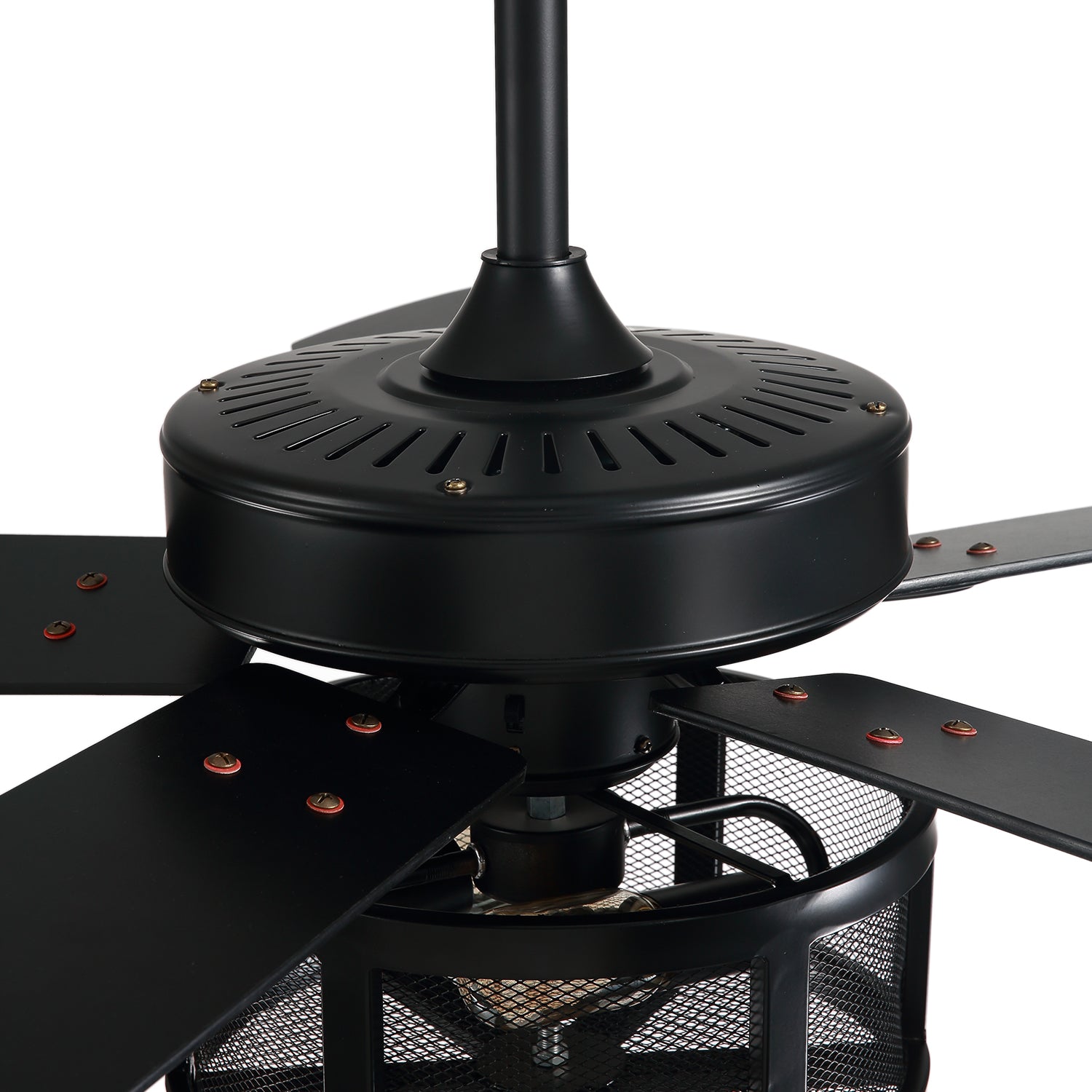 MOOONI-Ceiling-Fan-Light-Matte-Black-Vintage-Drum-Screen-Living-Room-Ceiling-Fan-50“-AC-Motor
