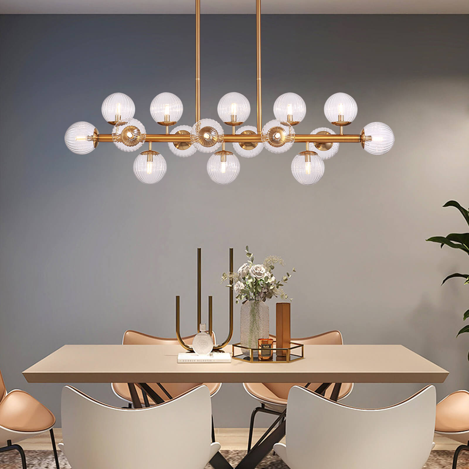 Gold Watermelon Shaped Crystal Chandelier