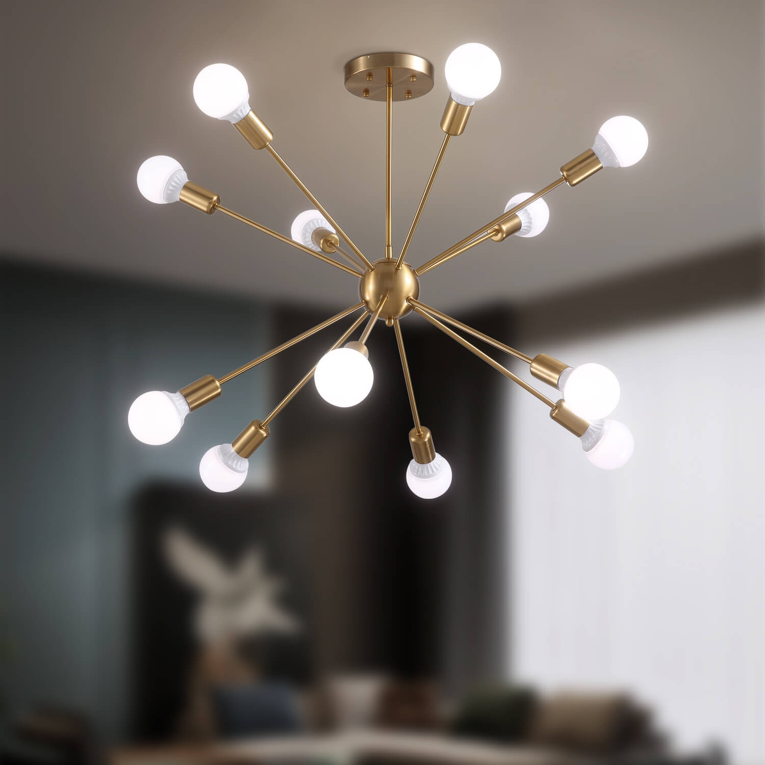 Sputnik Gold Globe 12 Lights Chandelier