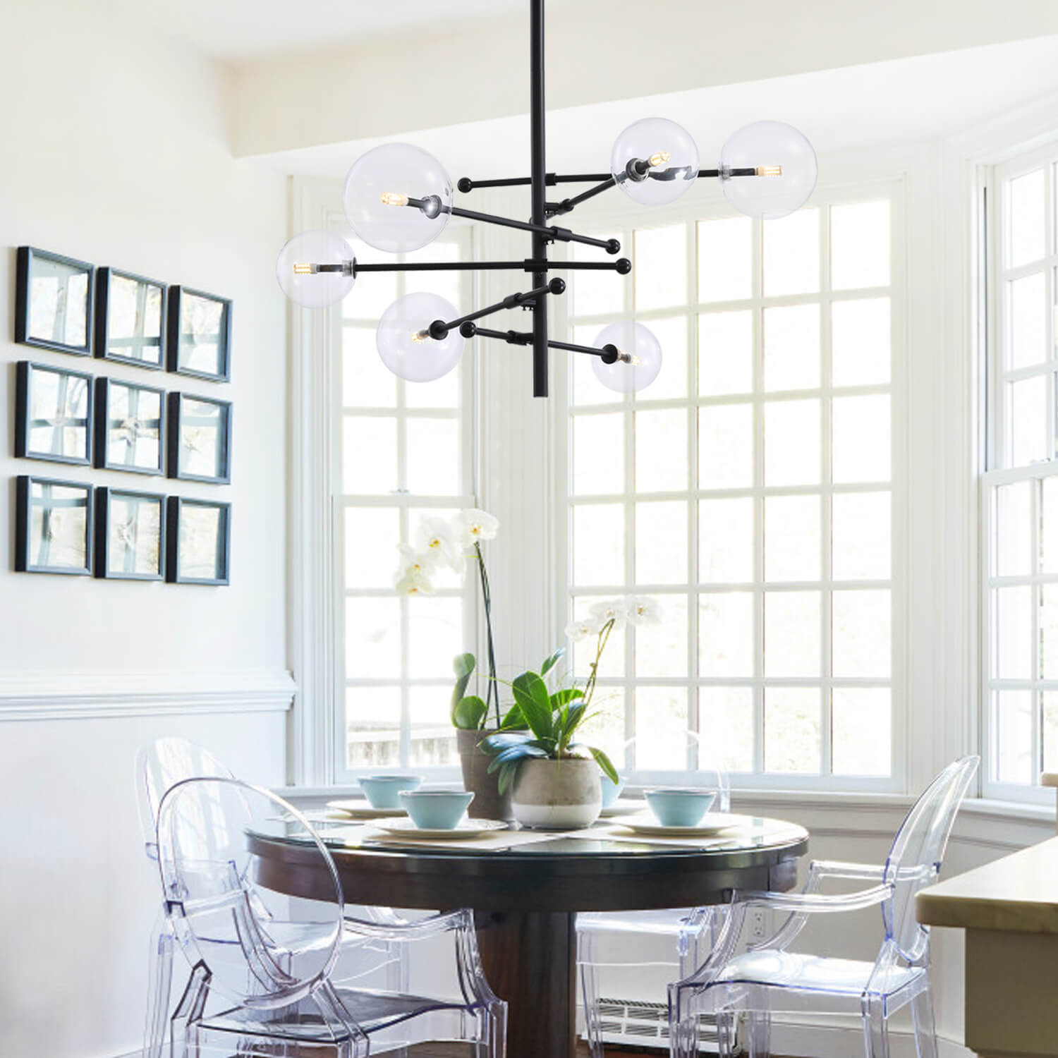 Road Sign Glass Chandelier 6 Lights