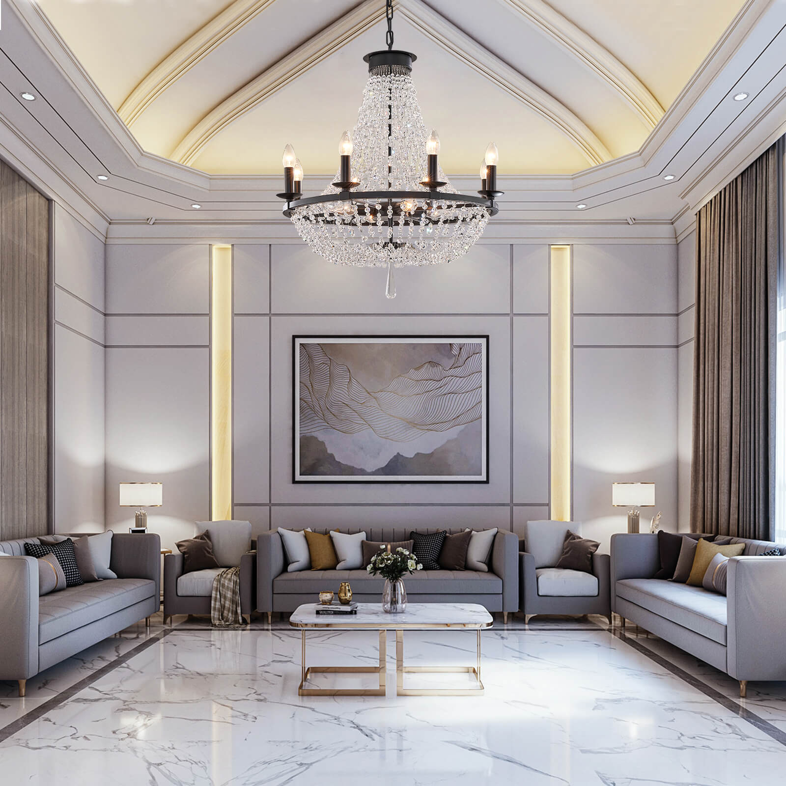 Victoria Candle Crystal Ceiling Light