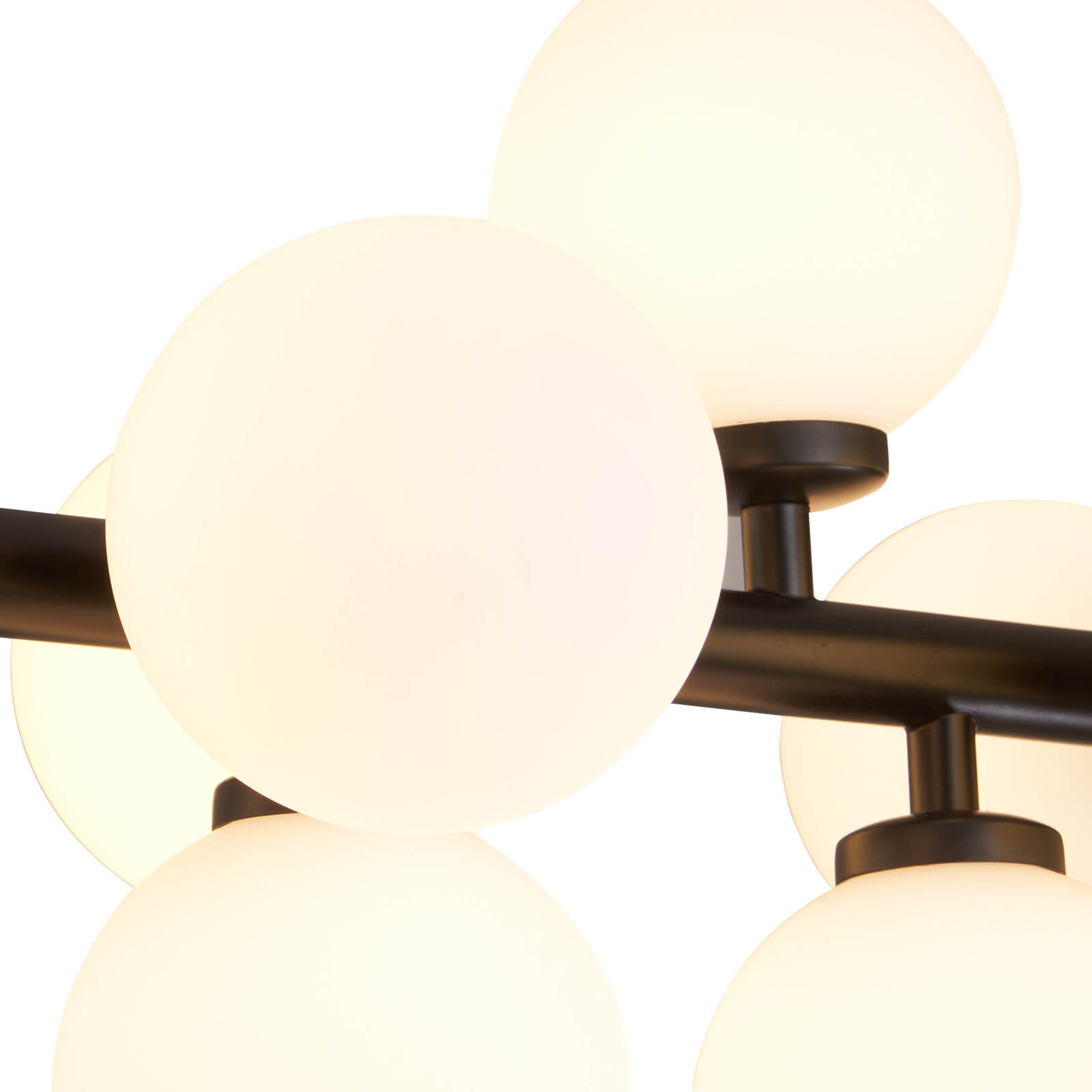 Mid-Century Glass Globe Black Stents Hanging Light