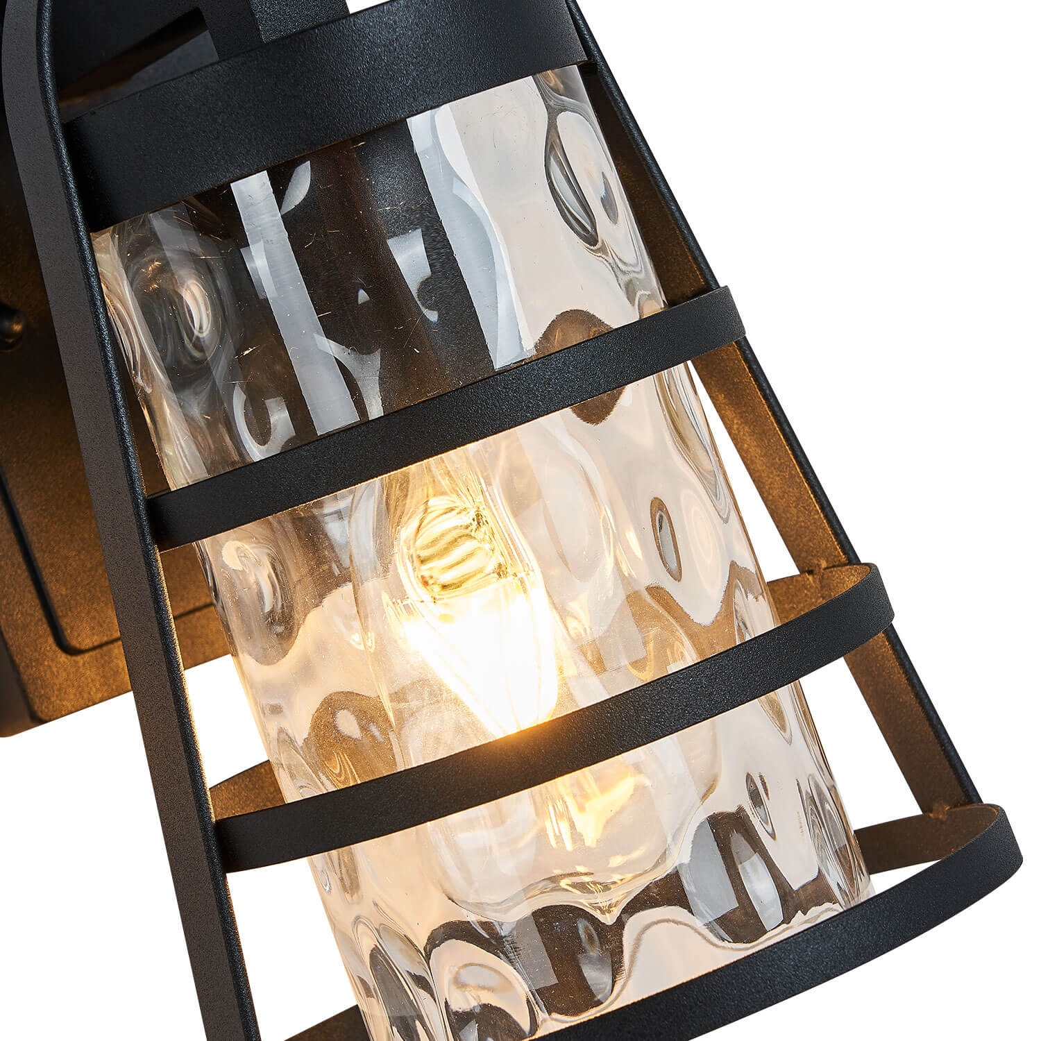 Outdoor Wall Light with Rippled Glass Lampshade