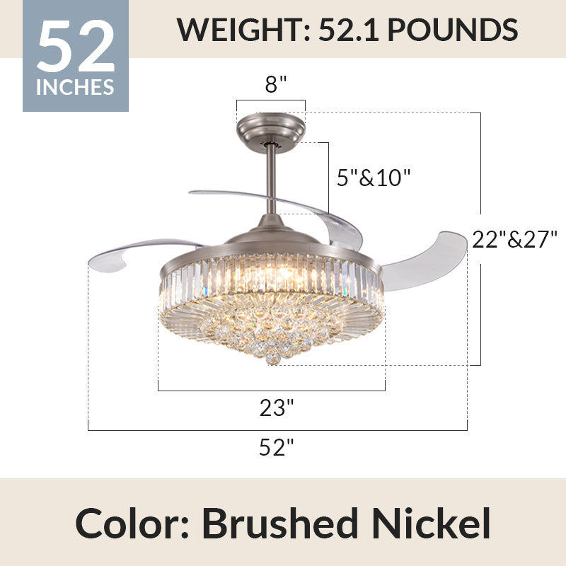 Top Rated Chrome & Gold Crystal Ceiling Fan Chandelier