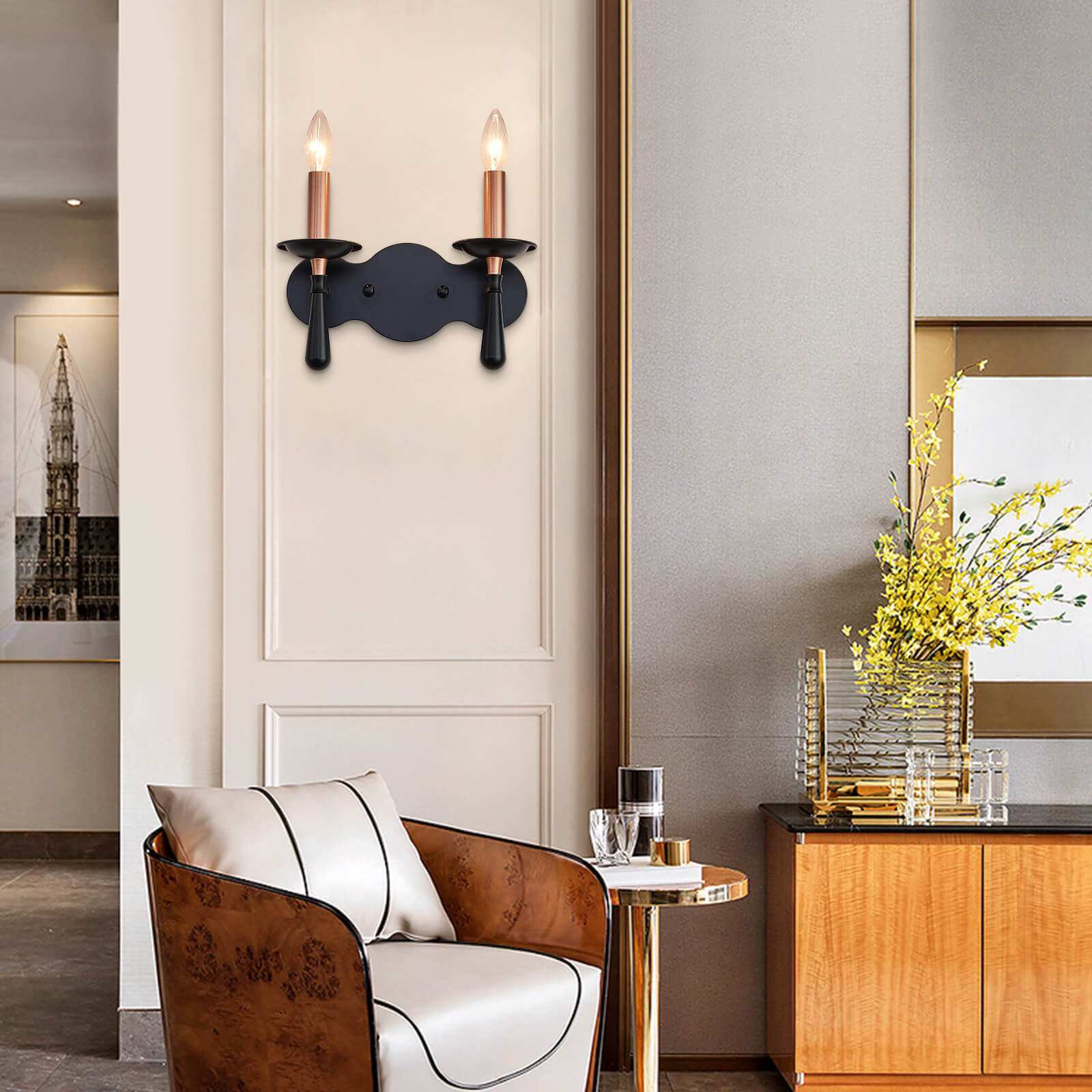 Night Rose Double Lights Wall Lamp