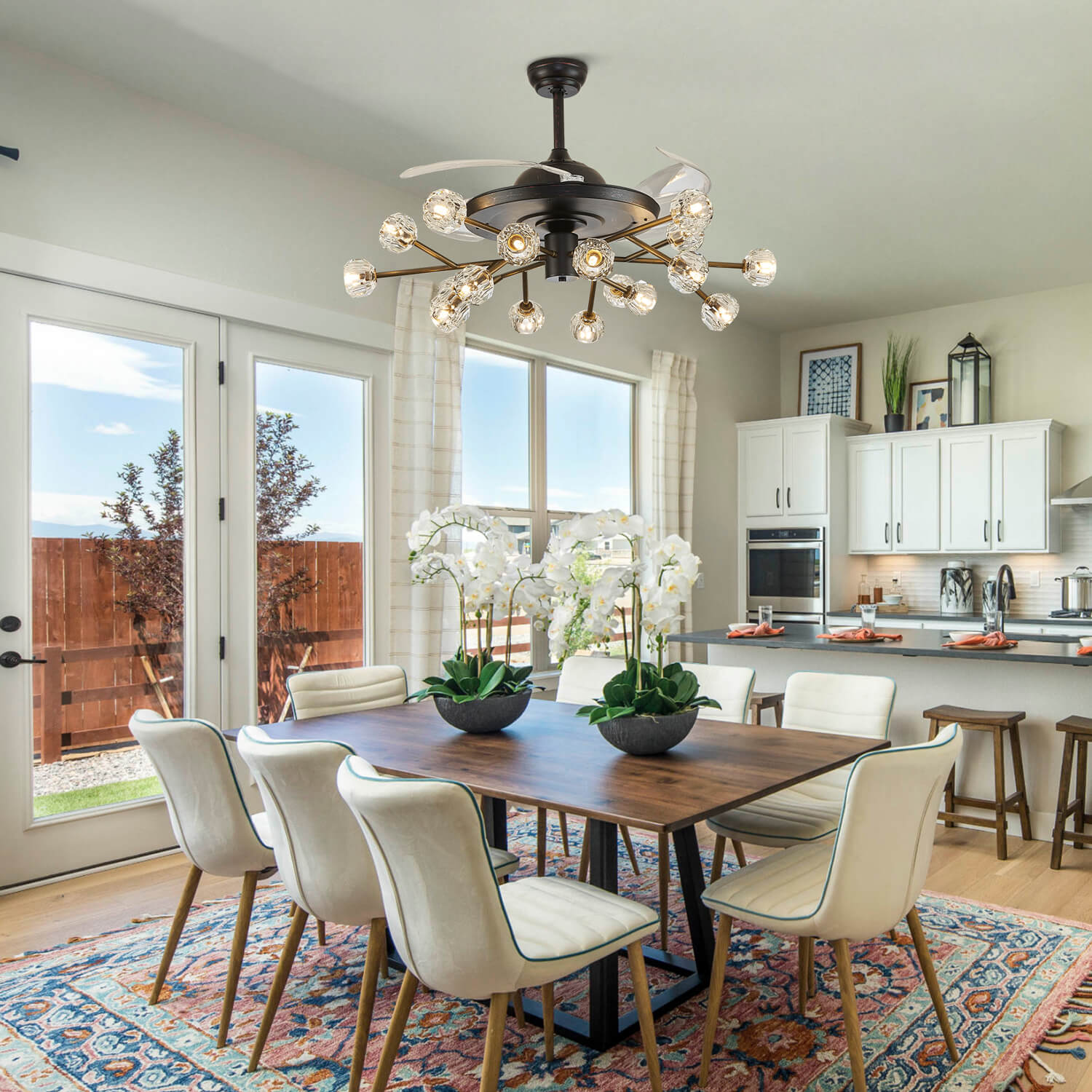 Newly-Upgraded Oil-Rubbed Bronze Vintage Crystal Fandelier