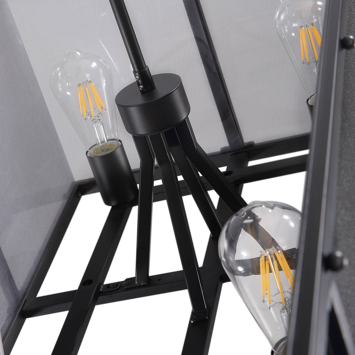 Moooni®Rustic Black Metal Rectangular Grid Square Caged Chandelier