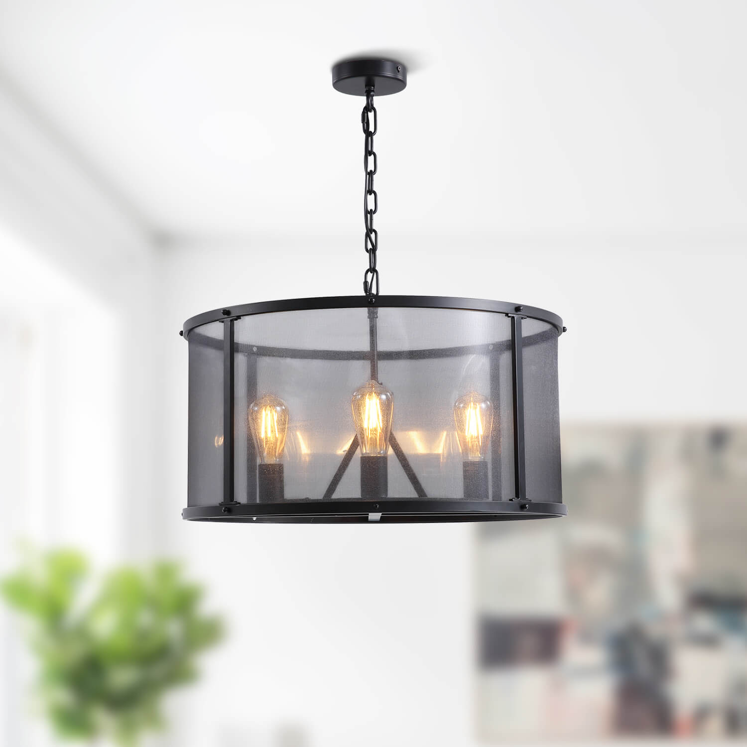 Moooni® Black Farmhouse Iron Caged Pendant Light
