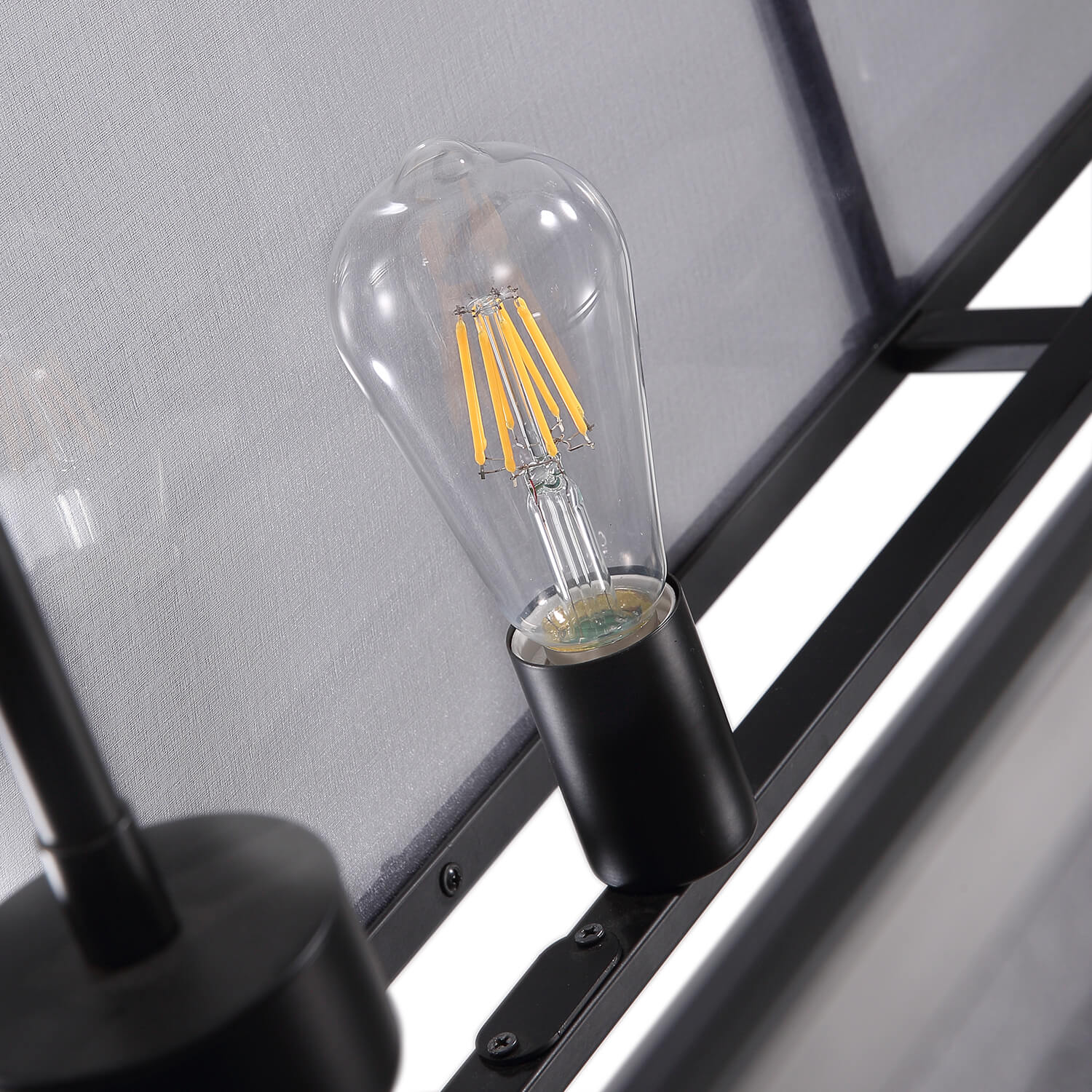 Moooni®Rustic Black Metal Rectangular Grid Square Caged Chandelier