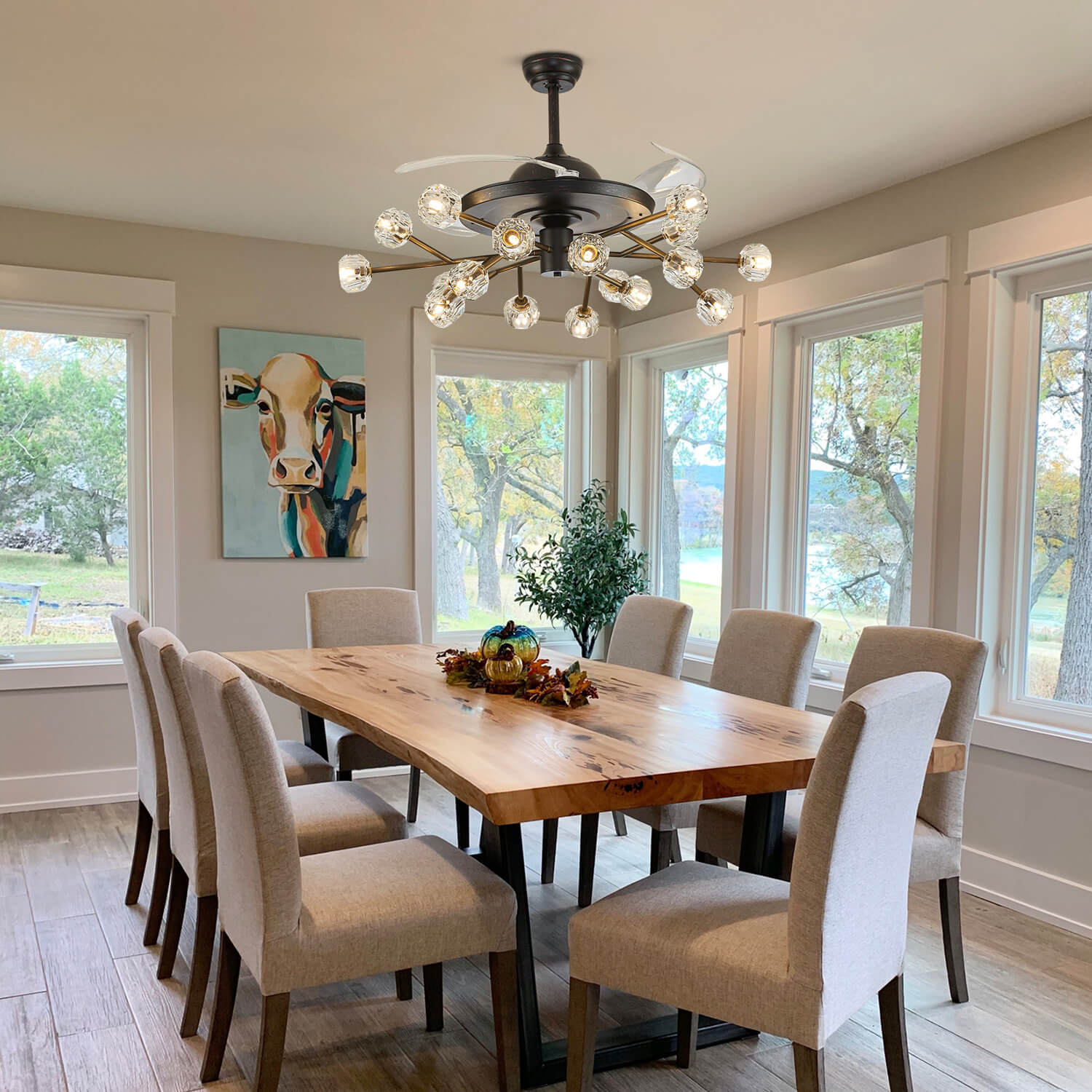 Newly-Upgraded Oil-Rubbed Bronze Vintage Crystal Fandelier