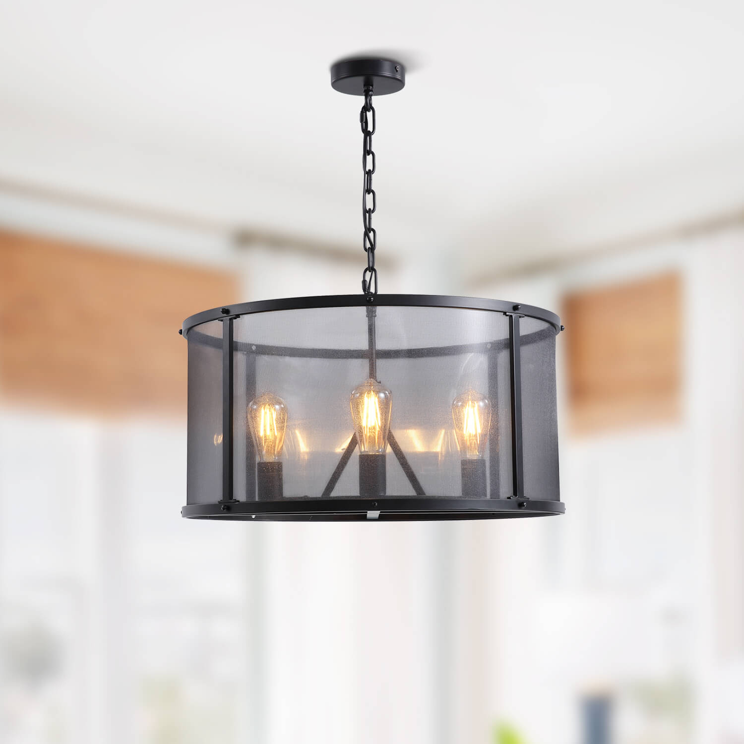 Moooni® Black Farmhouse Iron Caged Pendant Light