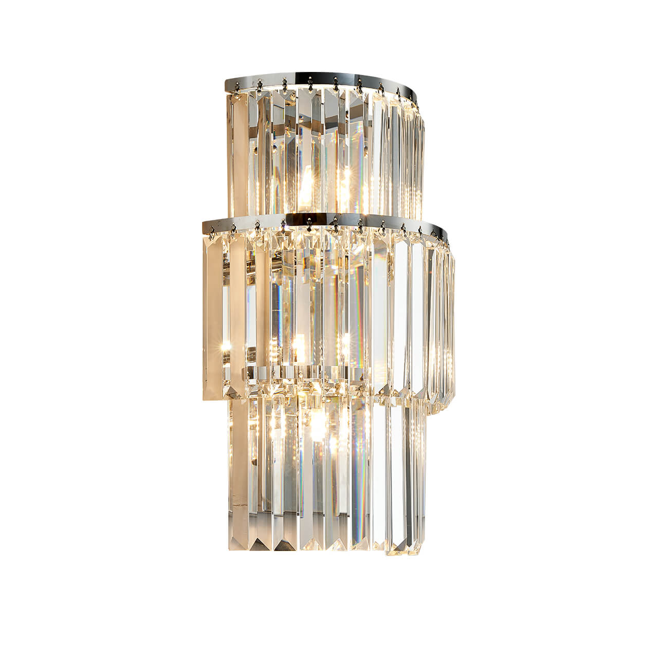 Silver Oval 3-layer Crystal Wall Lamp
