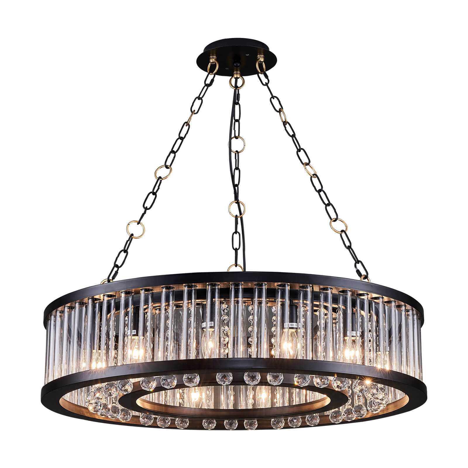 MOOONI-Vintage-Matte-Black-Glass-Tube-Crystal-Chandelier