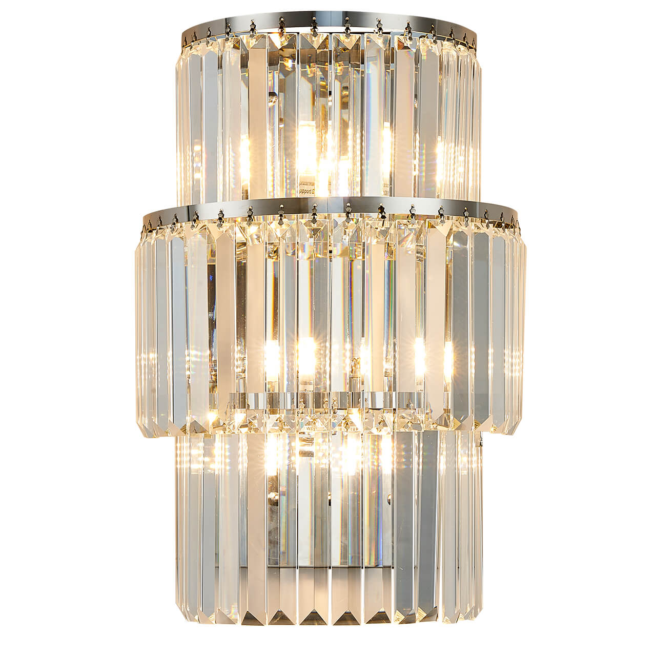 Silver Oval 3-layer Crystal Wall Lamp