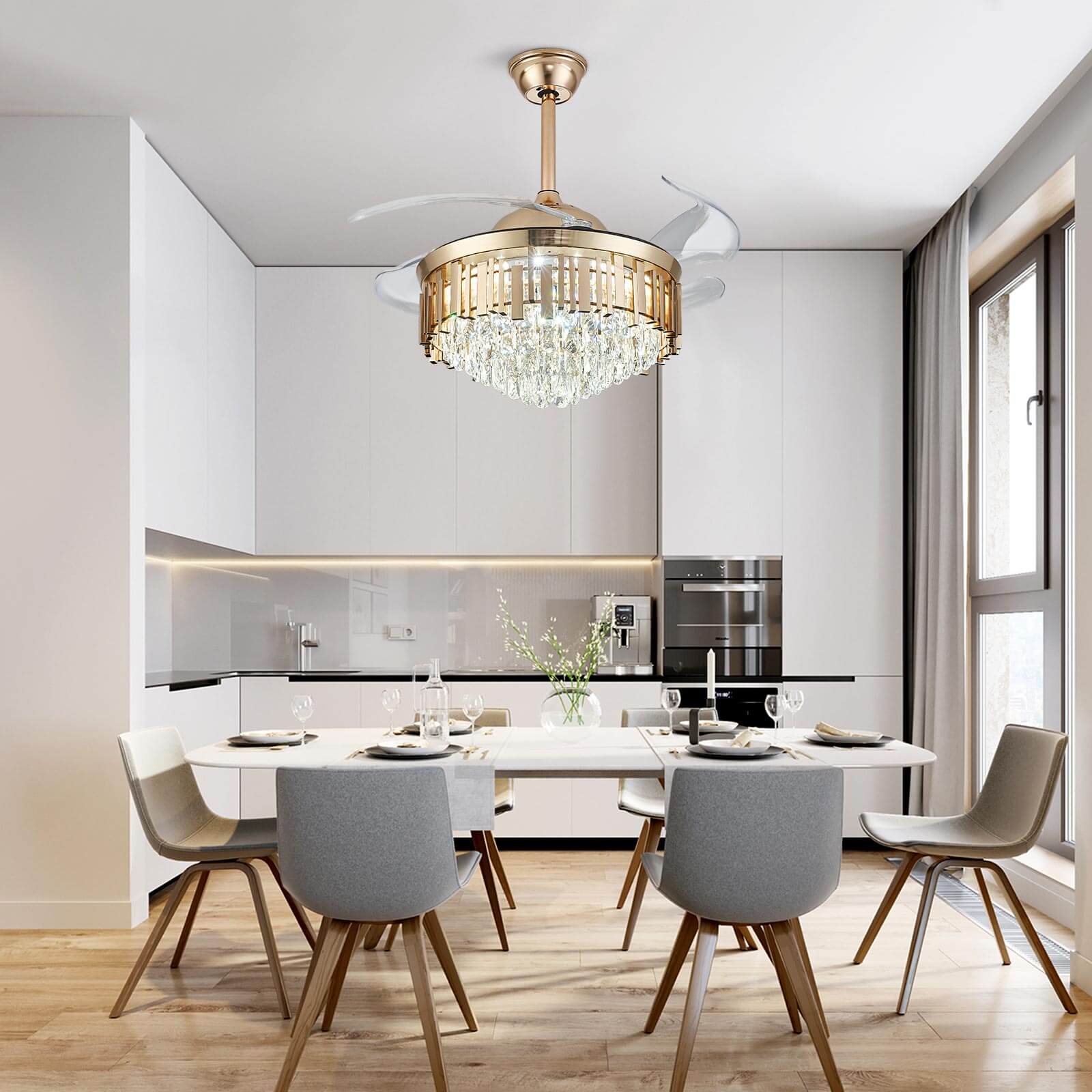 Round French Golden Crystal Fandelier Indoor